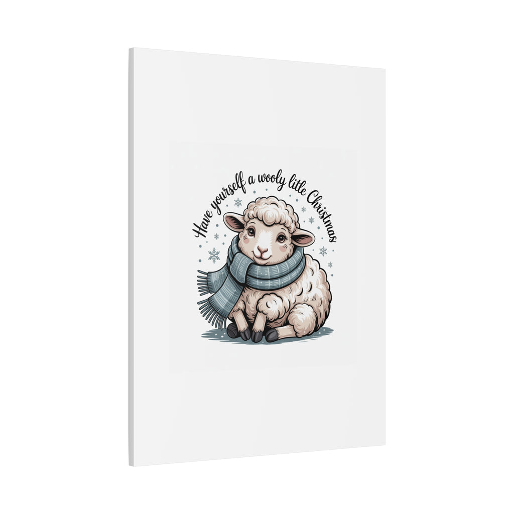 woolly little Christmas sheep Canvas | cozy animal winter print