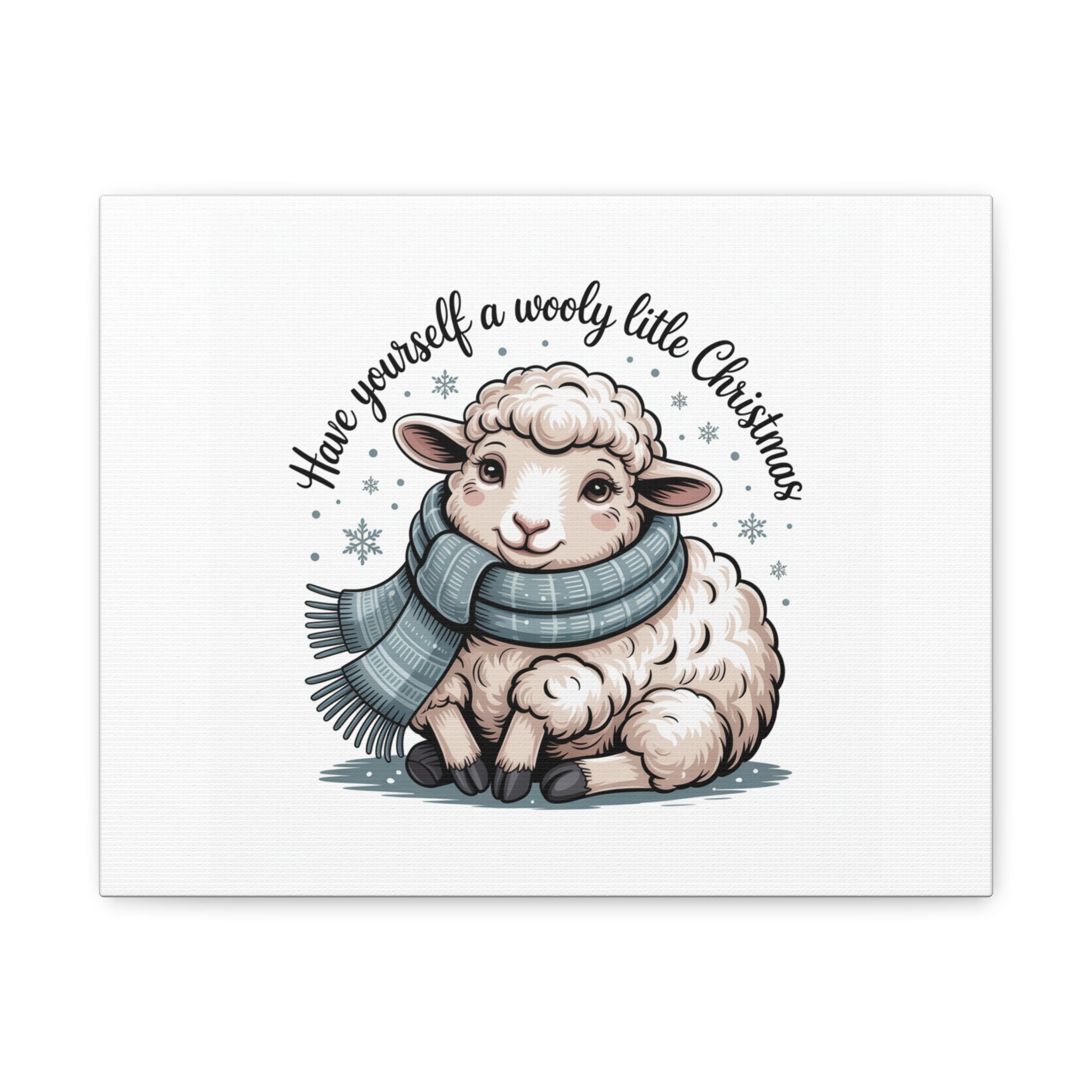 woolly little Christmas sheep Canvas | cozy animal winter print