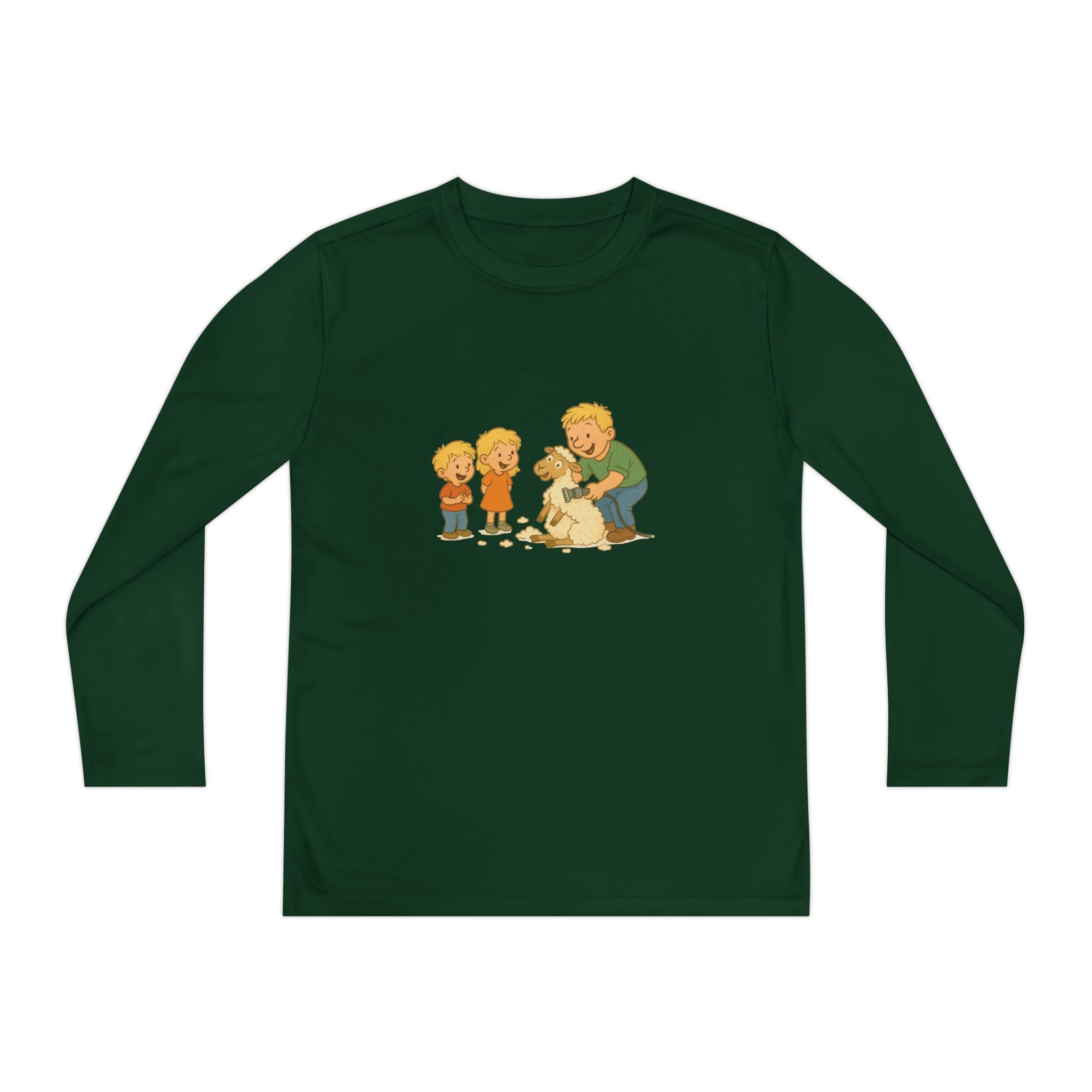 Youth Long Sleeve Tee – Kids & Dad Dog Rescue Illustration