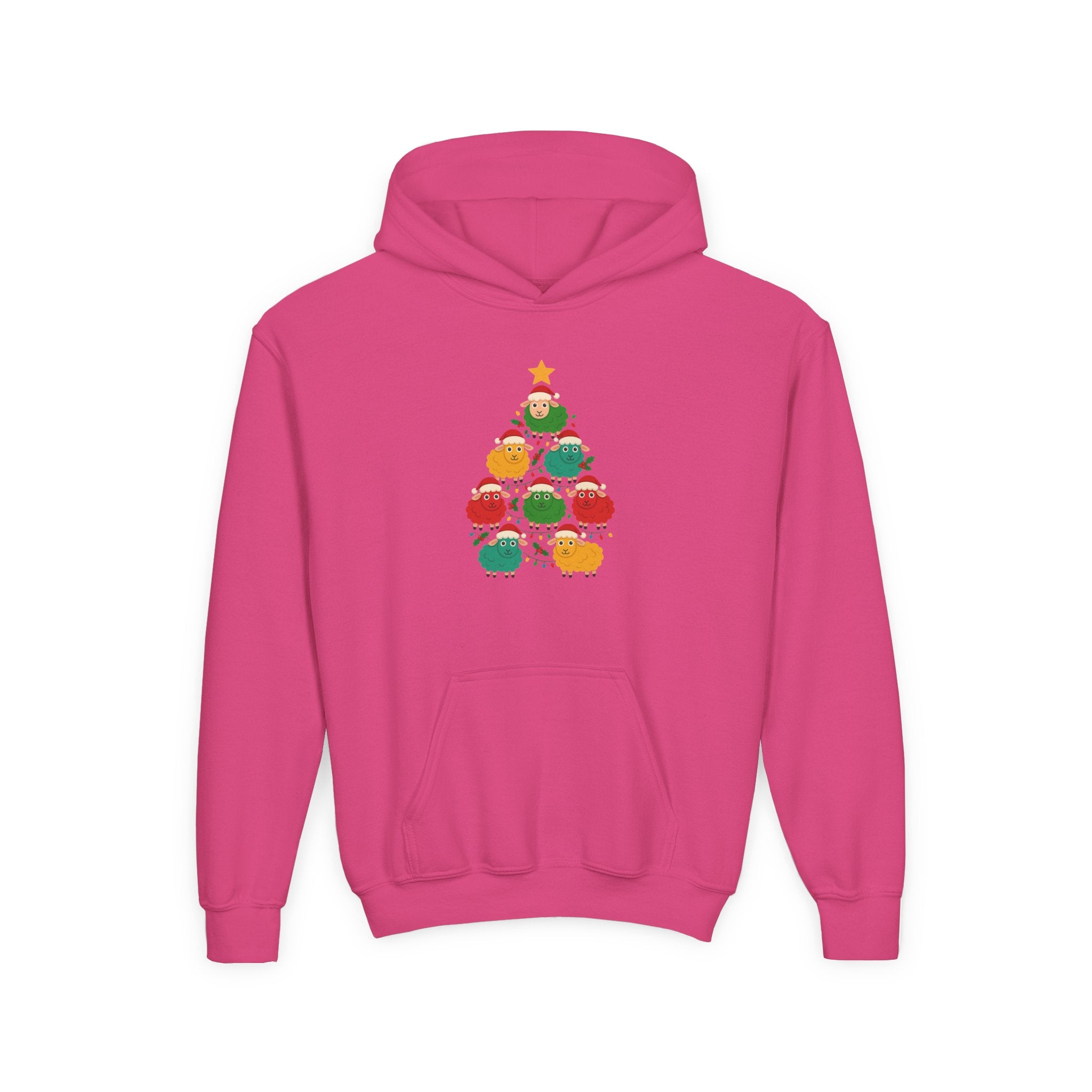 Kids Christmas Sheep Tree Hoodie — Cute Holiday Youth Sweatshirt