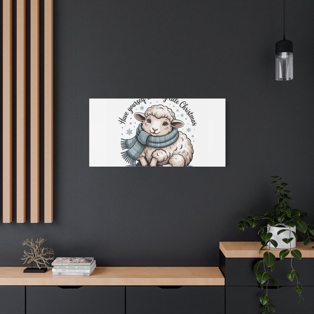 woolly little Christmas sheep Canvas | cozy animal winter print