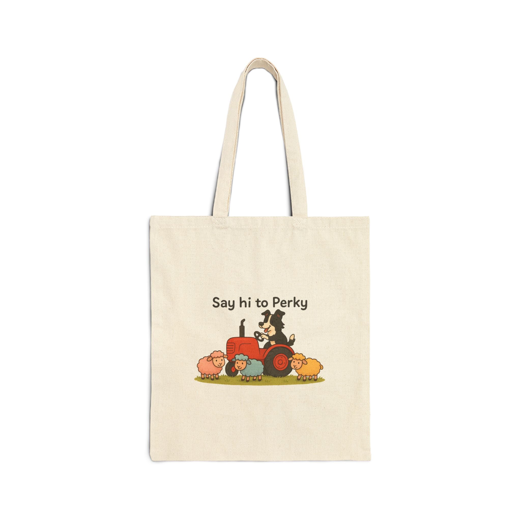 Canvas Tote Bag — 'Say Hi to Perky' Farm Animal Eco Grocery Tote