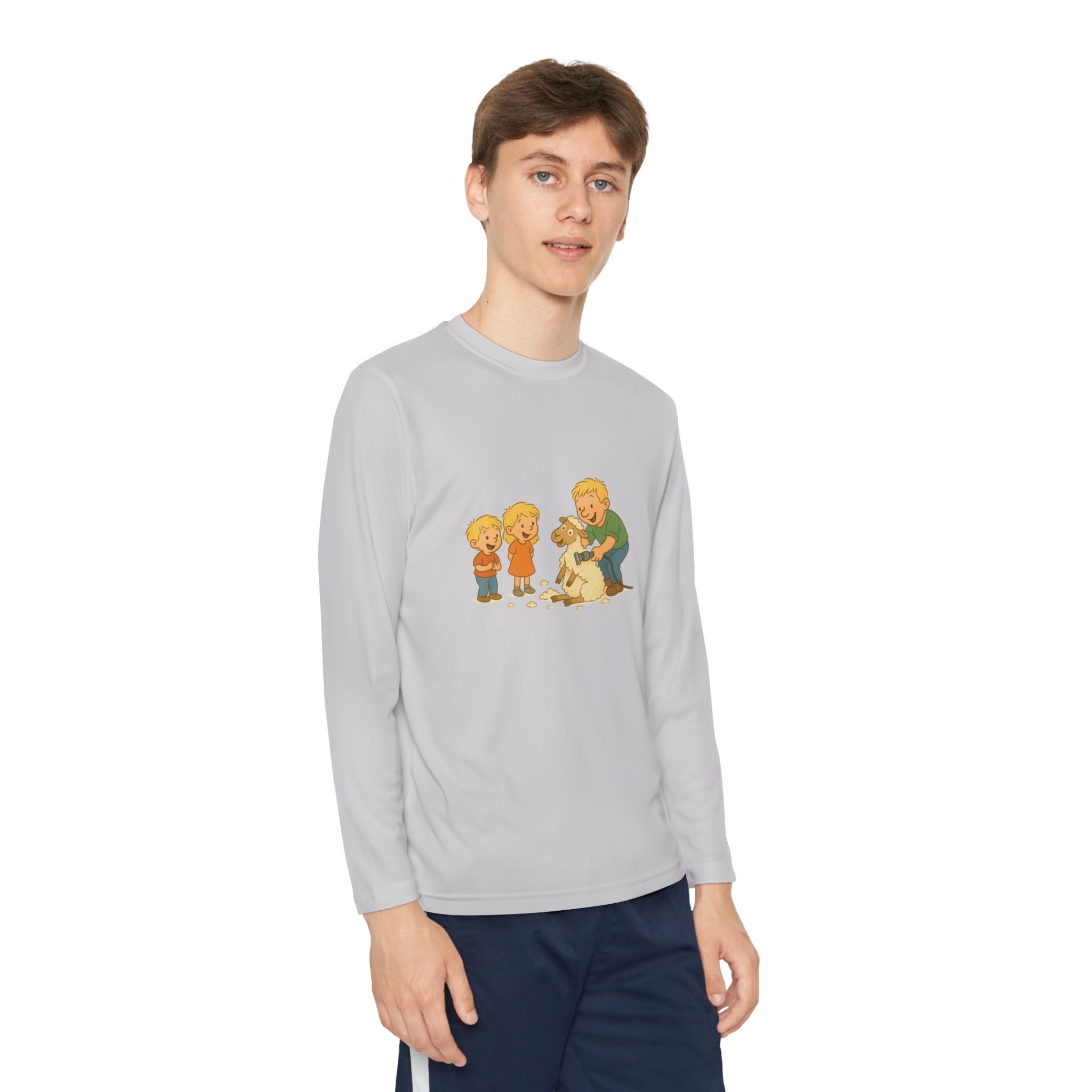 Youth Long Sleeve Tee – Kids & Dad Dog Rescue Illustration