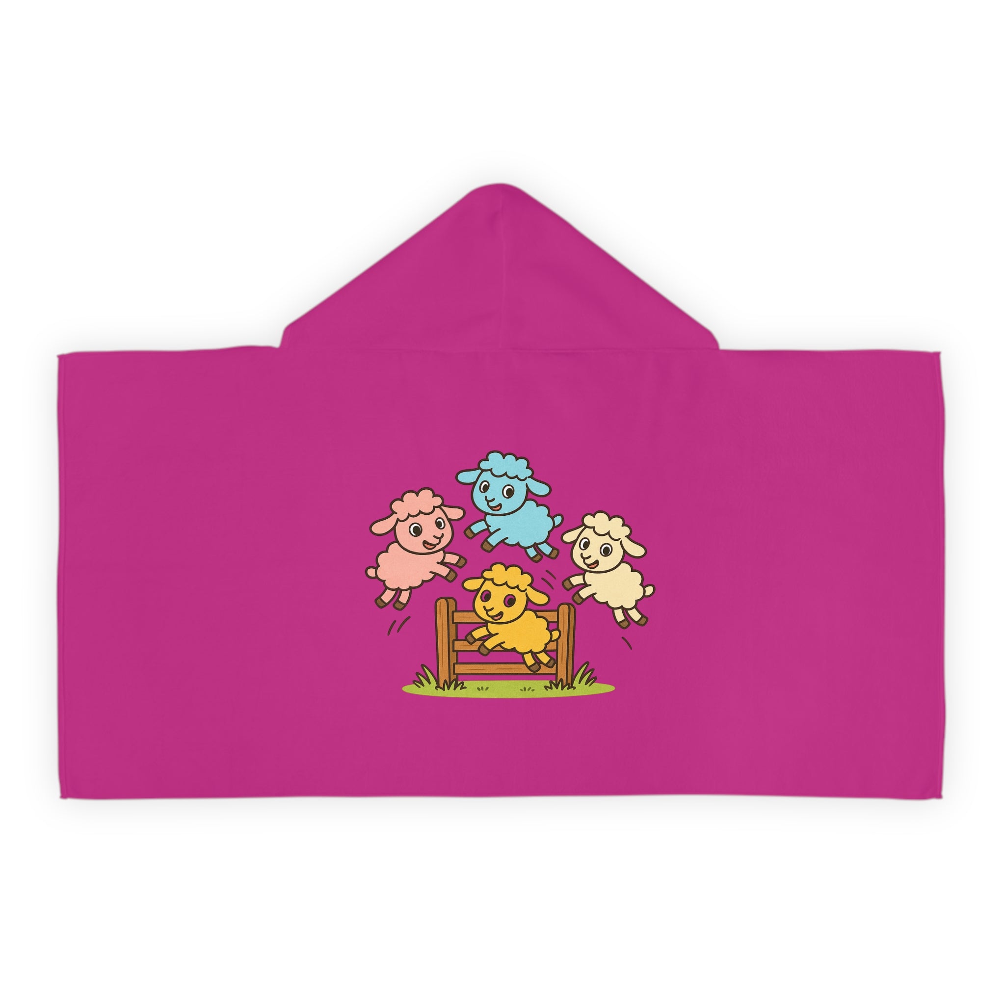 Kids Hooded Towel — Cute Jumping Lambs Bath Robe for Toddlers