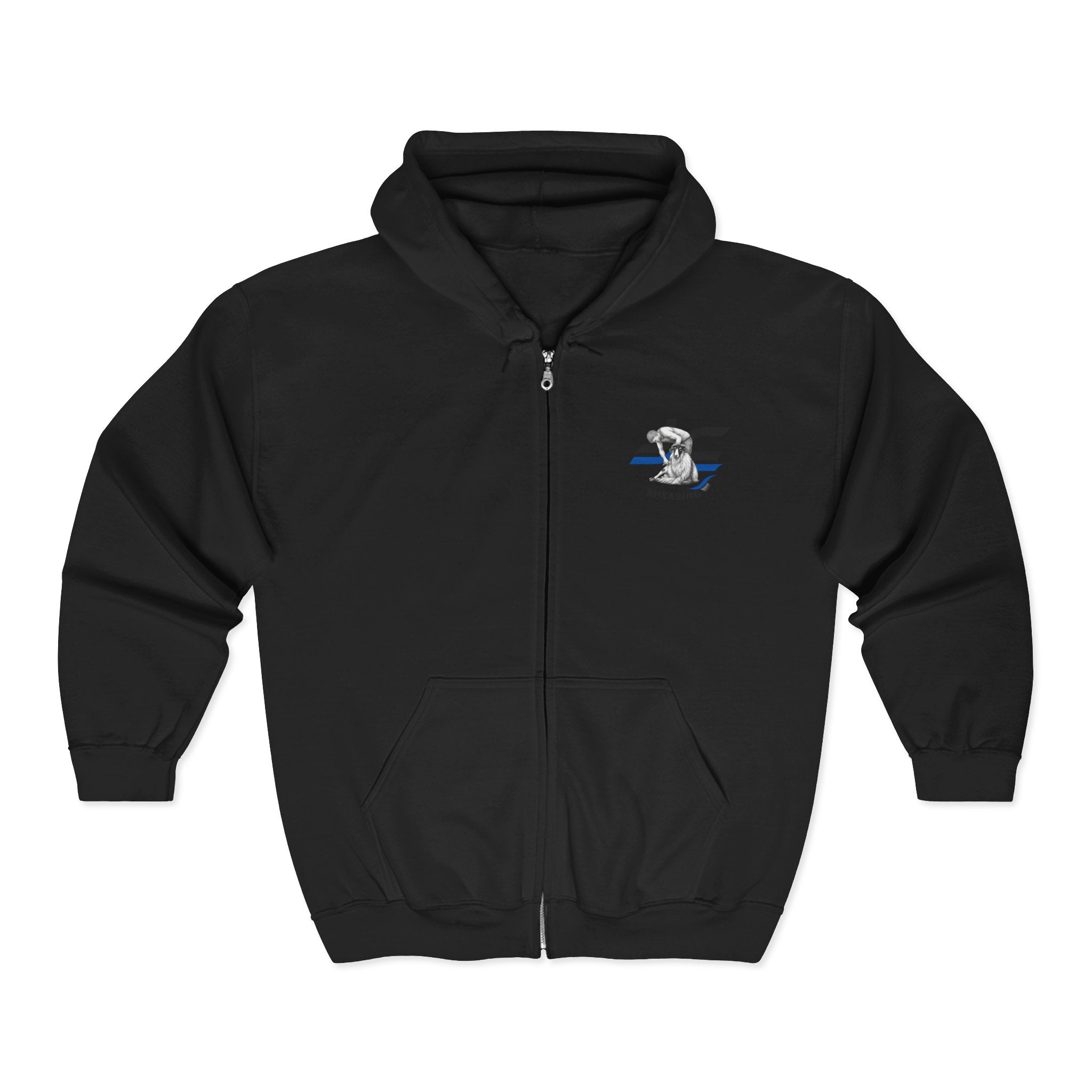 Zip Hoodie — 'Fluff Patrol' Shark Graphic Full-Zip Hoodie