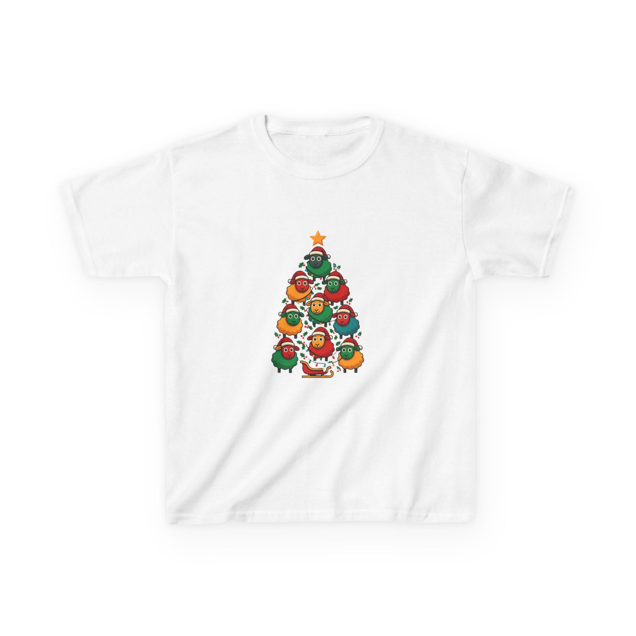 Kids Christmas Tree Sheep Tee — Festive Holiday Shirt for Children