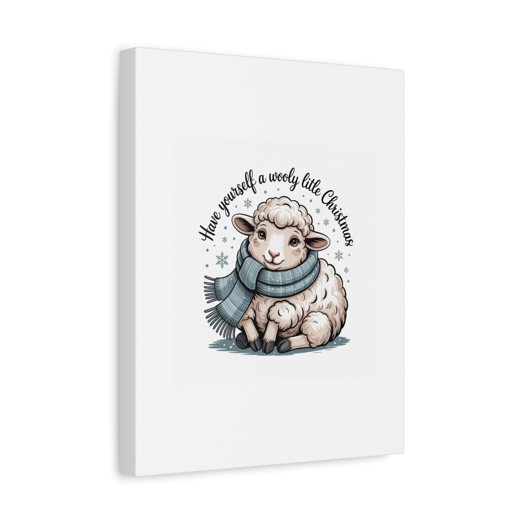 woolly little Christmas sheep Canvas | cozy animal winter print