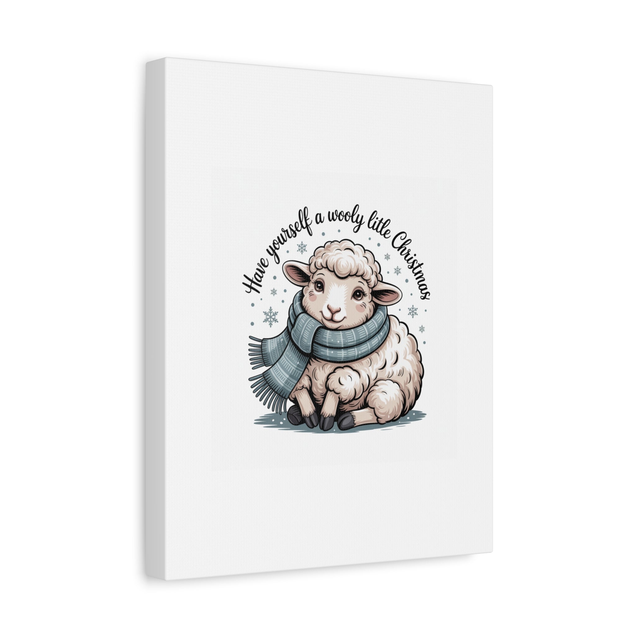 woolly little Christmas sheep Canvas | cozy animal winter print
