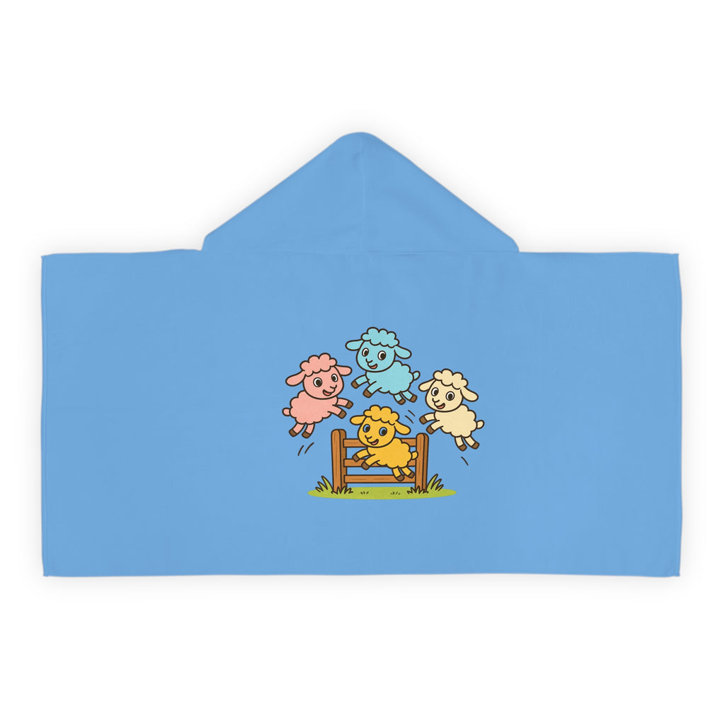 Youth Hooded Towel with Cute Jumping Sheep Kids Beach & Bath Wrap