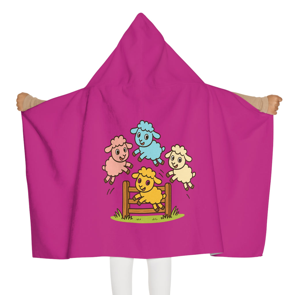 Kids Hooded Towel — Cute Jumping Lambs Bath Robe for Toddlers