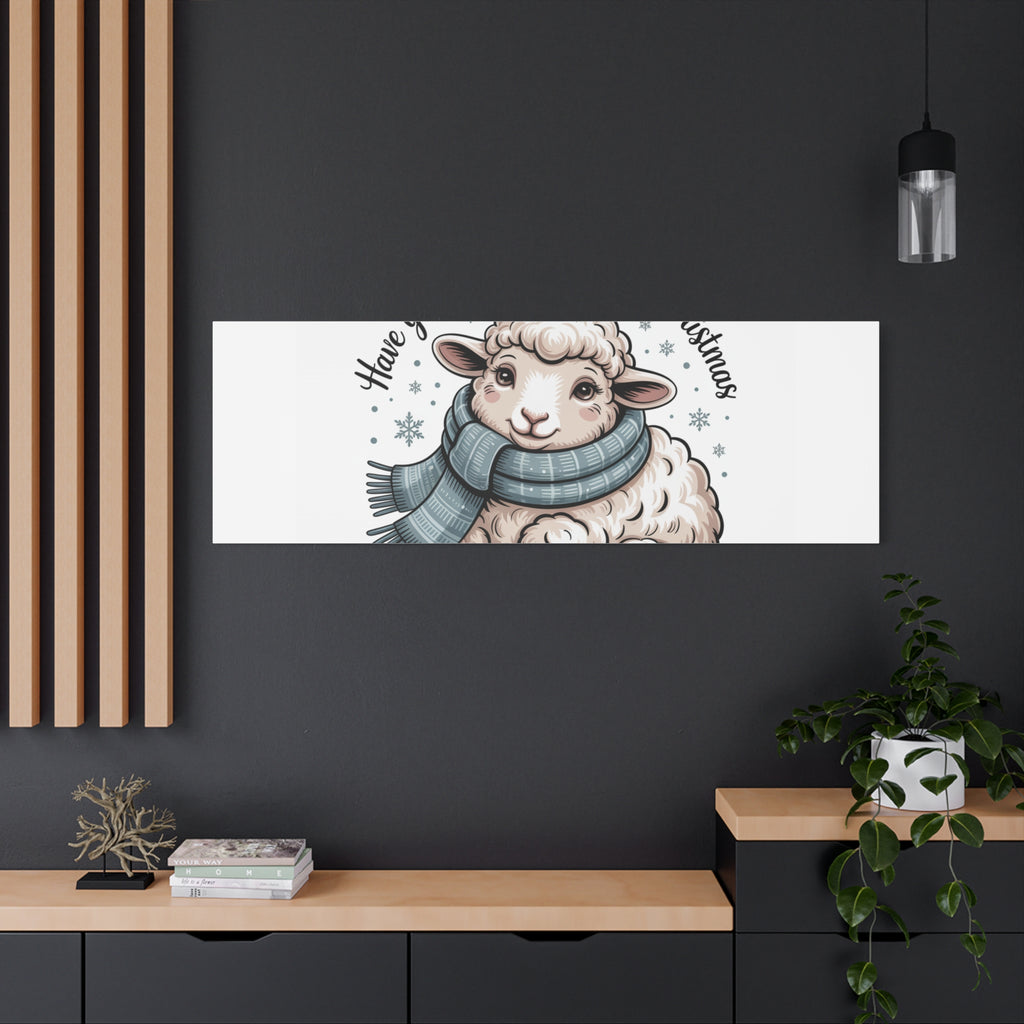 woolly little Christmas sheep Canvas | cozy animal winter print