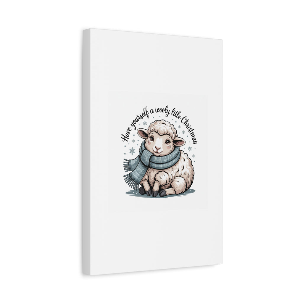 woolly little Christmas sheep Canvas | cozy animal winter print