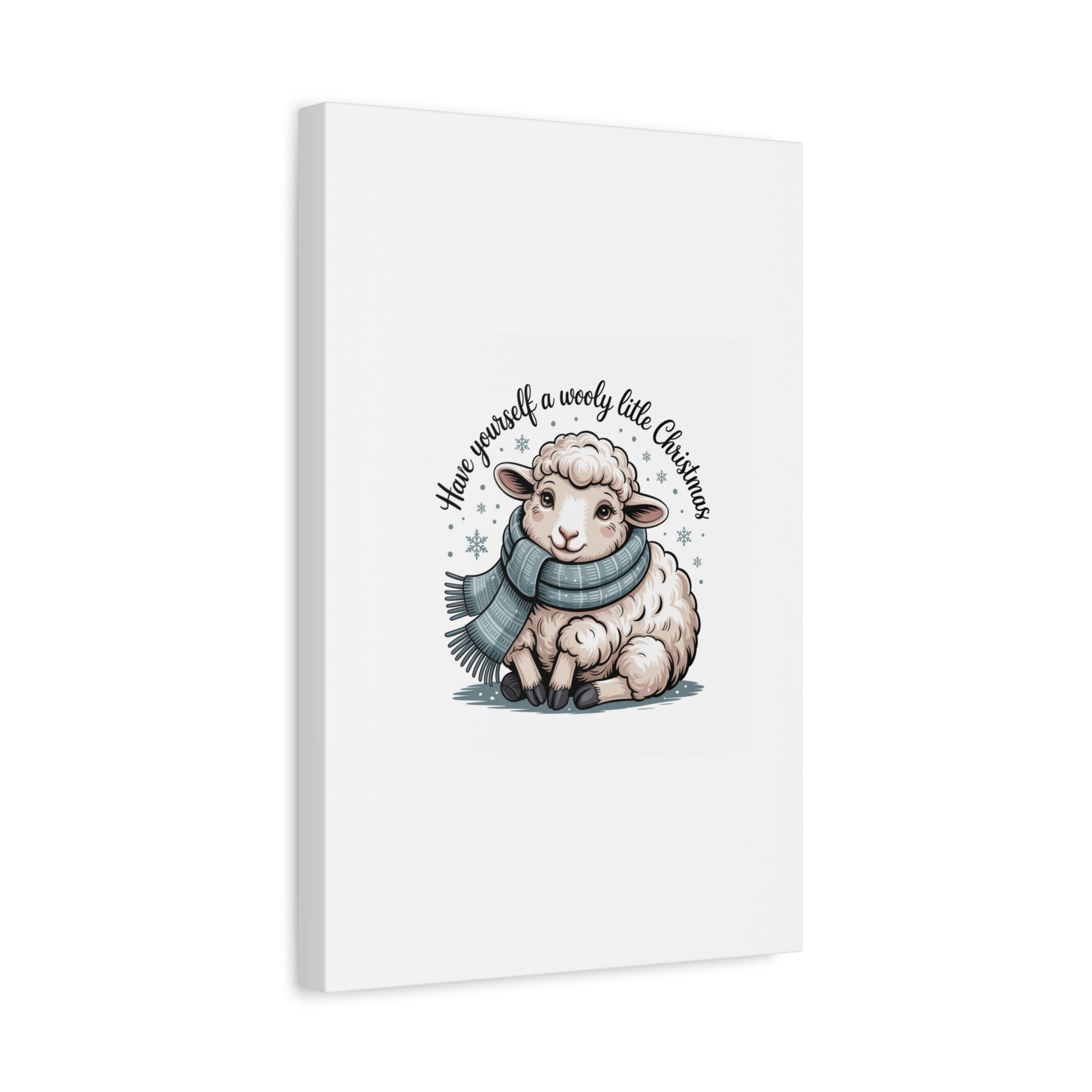 woolly little Christmas sheep Canvas | cozy animal winter print