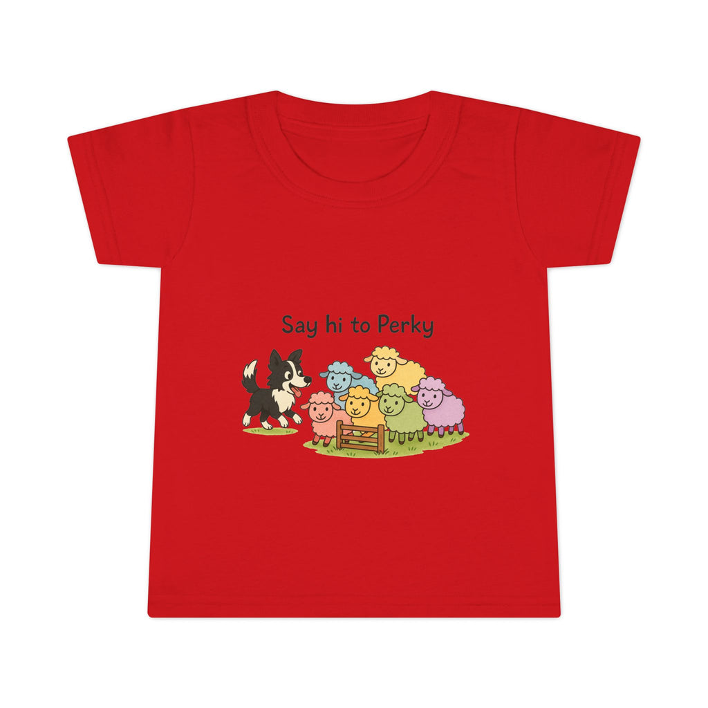 Toddler T-Shirt — "Say Hi to Perky" Cute Pastel Farm Animal Tee