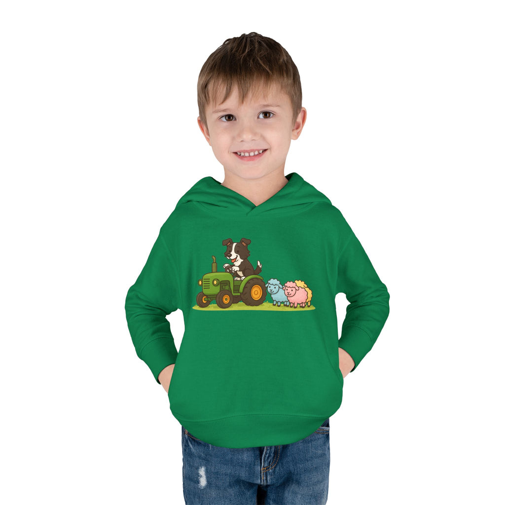 Toddler Hoodie — Cute Farm Tractor with Puppy & Sheep Kids Pullover