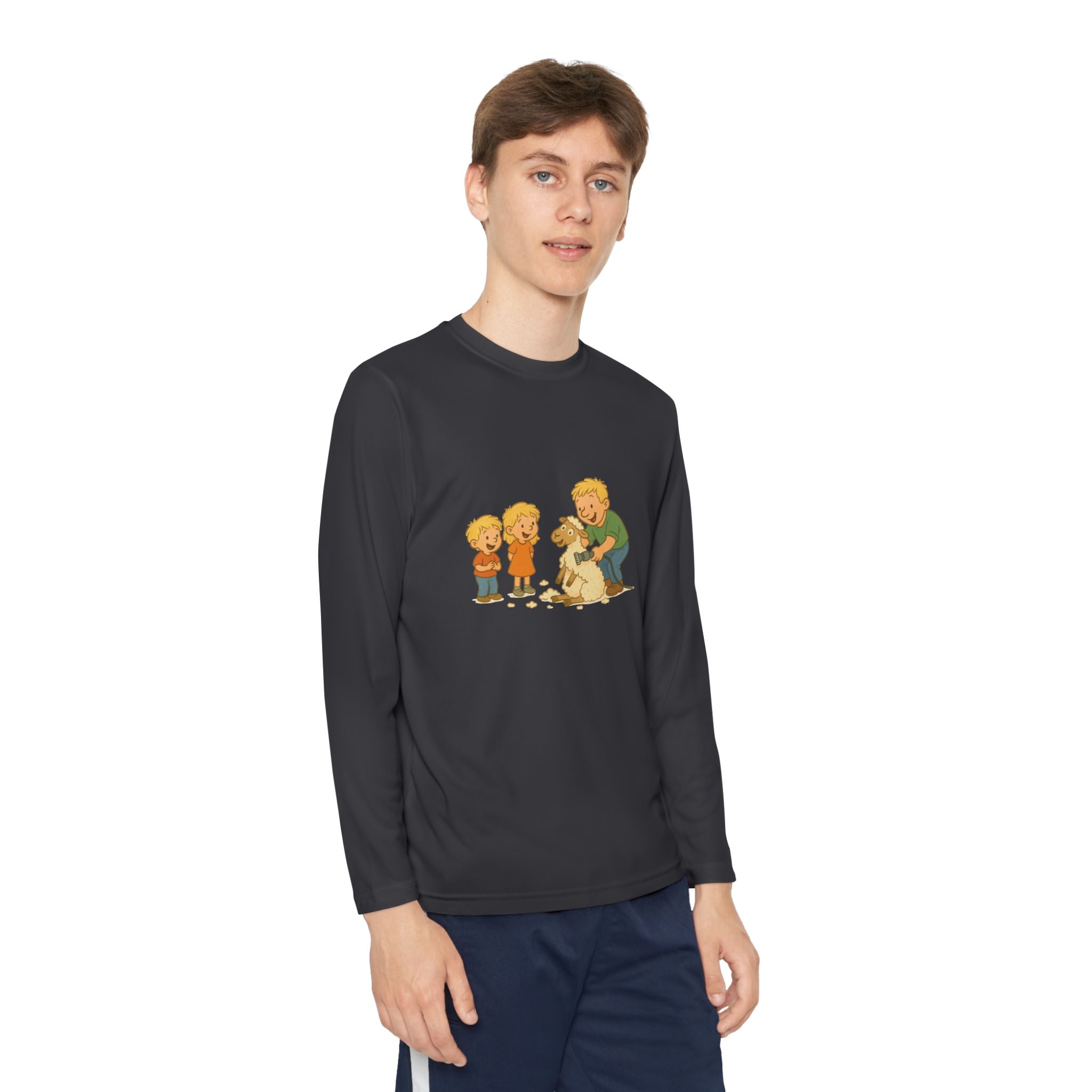 Youth Long Sleeve Tee – Kids & Dad Dog Rescue Illustration