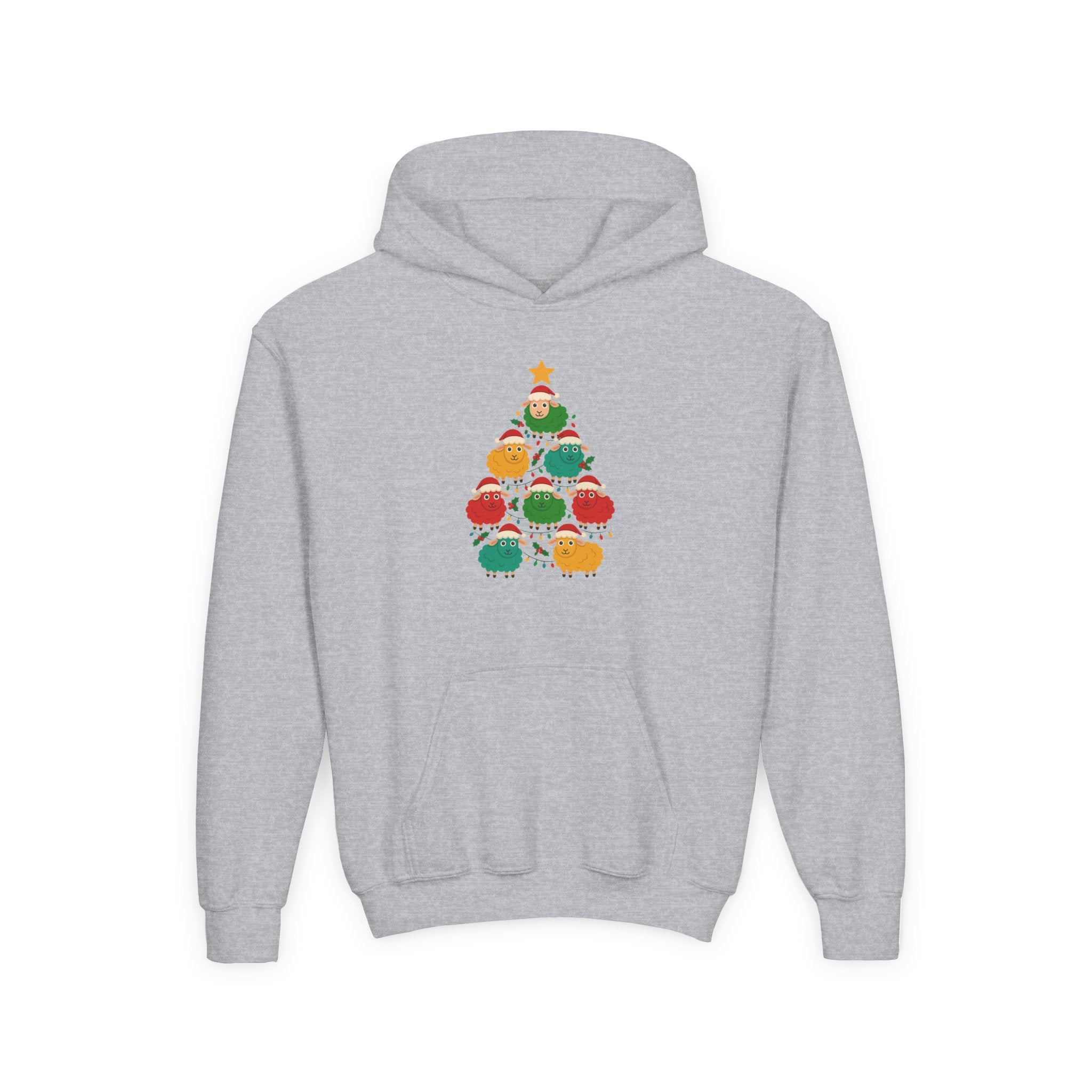 Kids Christmas Sheep Tree Hoodie — Cute Holiday Youth Sweatshirt