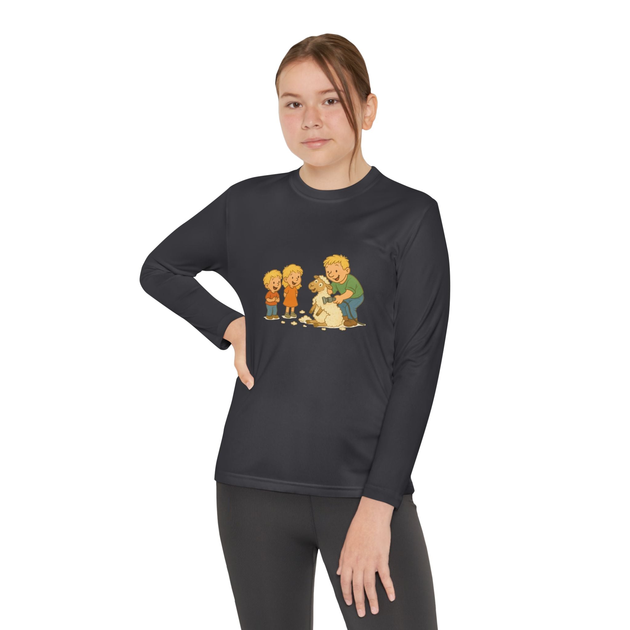 Youth Long Sleeve Tee – Kids & Dad Dog Rescue Illustration