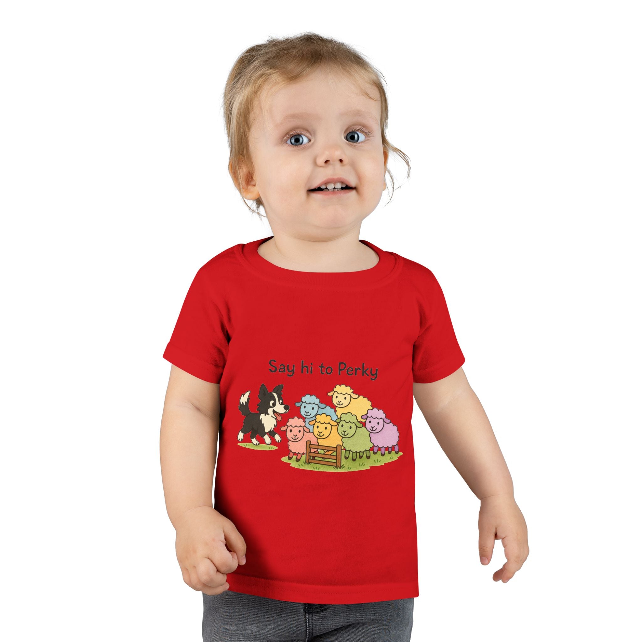 Toddler T-Shirt — "Say Hi to Perky" Cute Pastel Farm Animal Tee