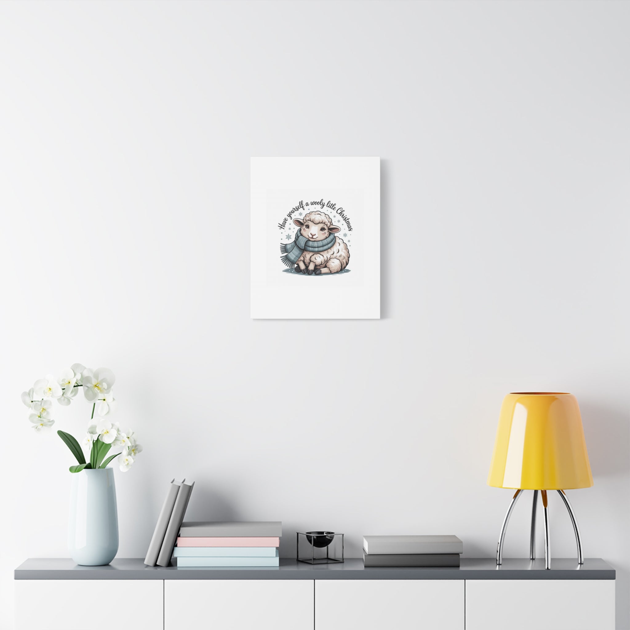 woolly little Christmas sheep Canvas | cozy animal winter print