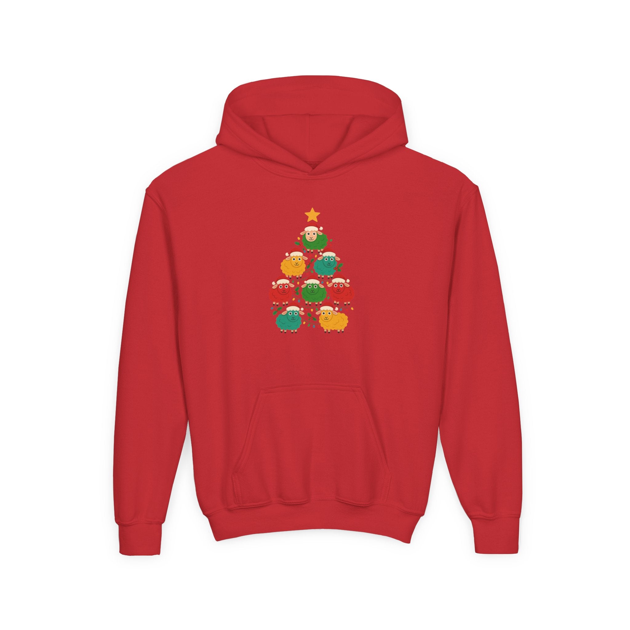 Kids Christmas Sheep Tree Hoodie — Cute Holiday Youth Sweatshirt