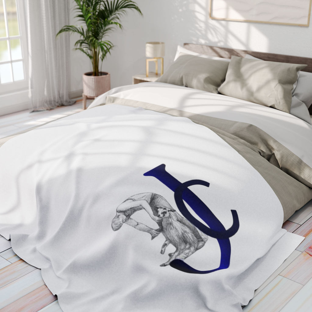 Monogram JC Fleece Blanket — Classic Nurse Care Illustration