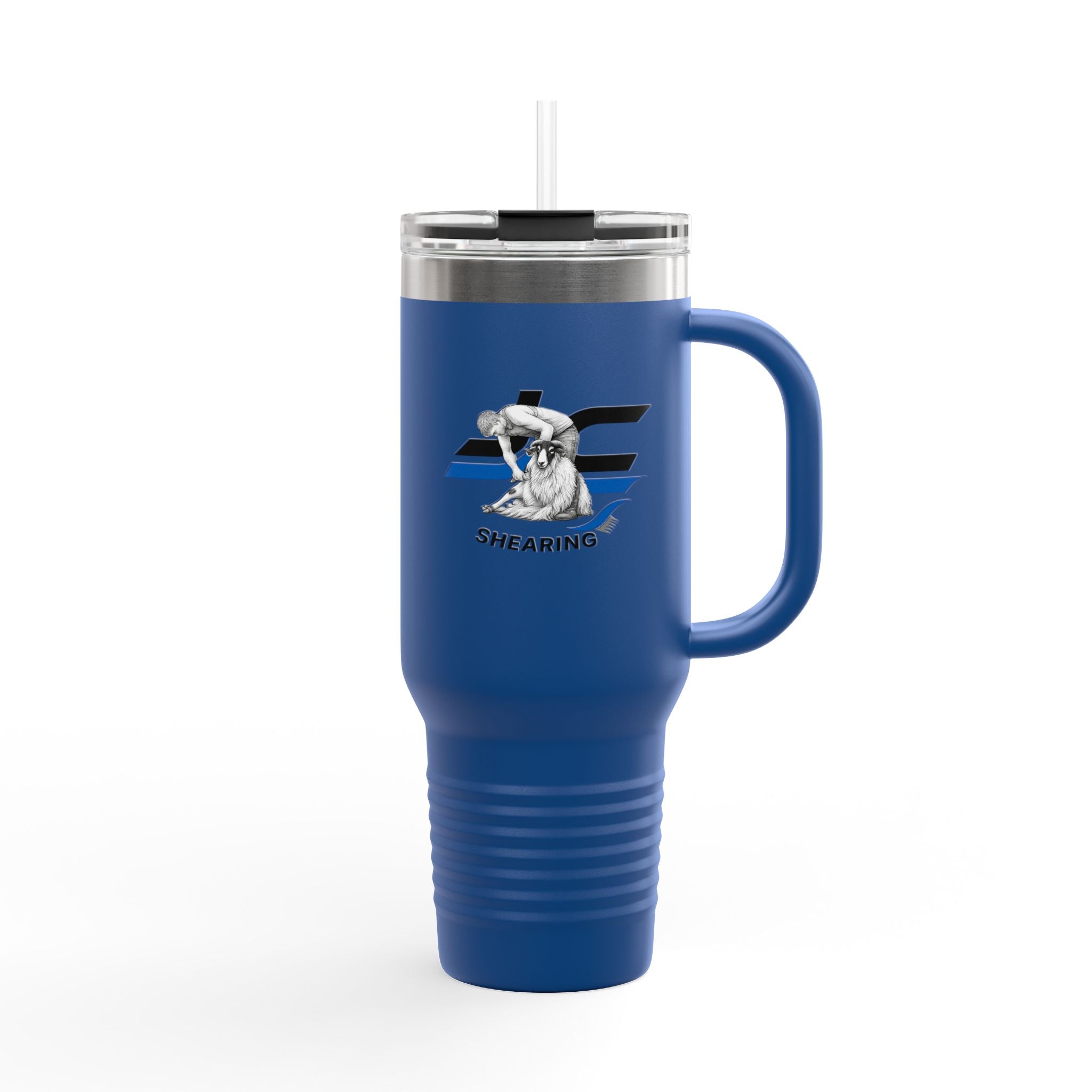 40oz Insulated Travel Mug — "JC Shearing" Sheep Grooming Design