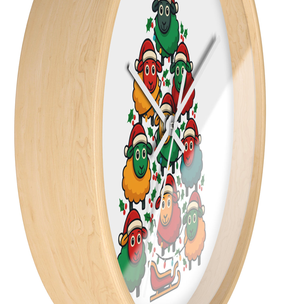Christmas Sheep Tree Wall Clock — Festive Holiday Home Decor