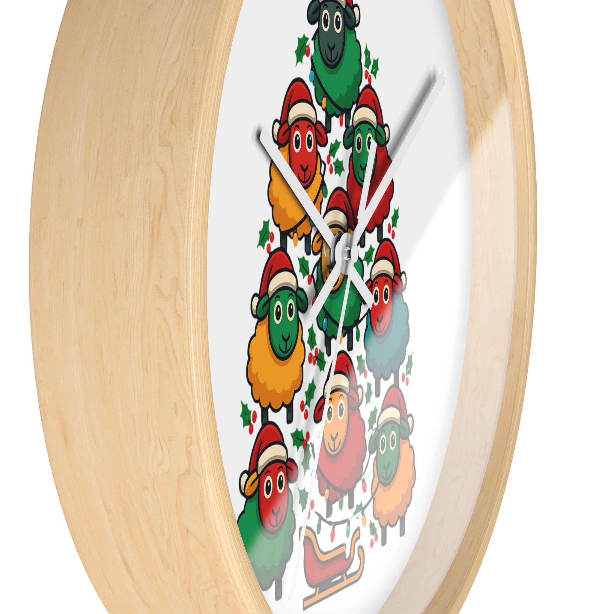 Christmas Sheep Tree Wall Clock — Festive Holiday Home Decor