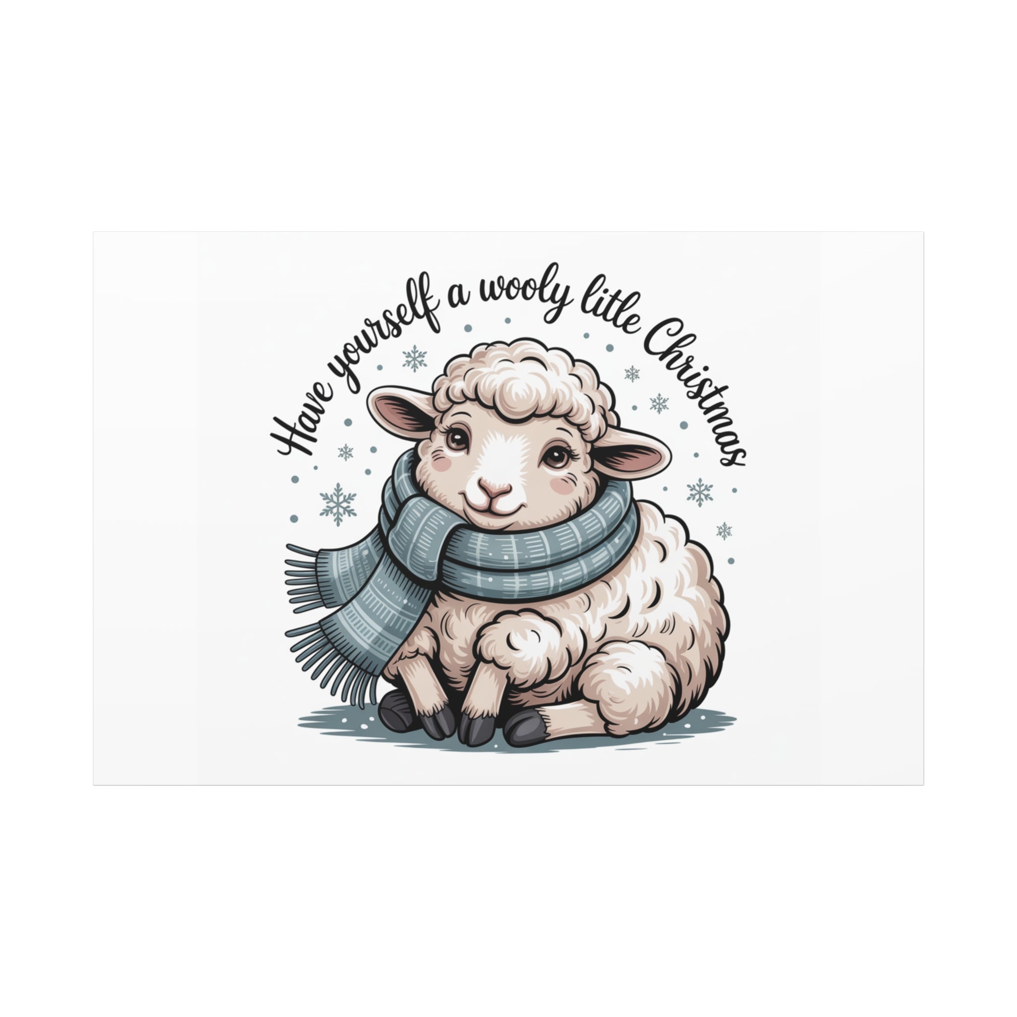 woolly little Christmas sheep Canvas | cozy animal winter print