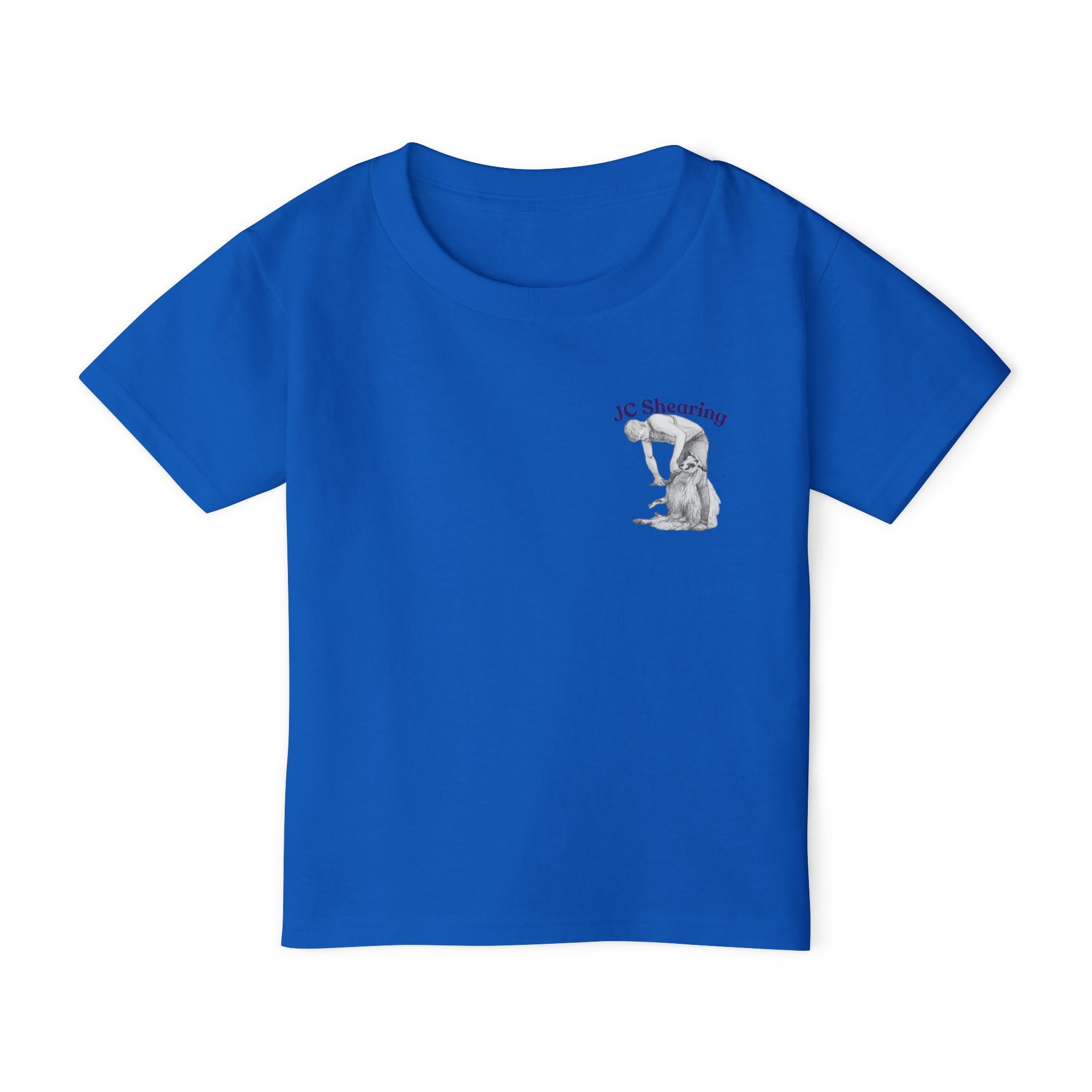Toddler T-Shirt — Cute Sheep & Dog Cartoon with 'What kind of cars do sheep drive? Lamborghinis!' Back Print