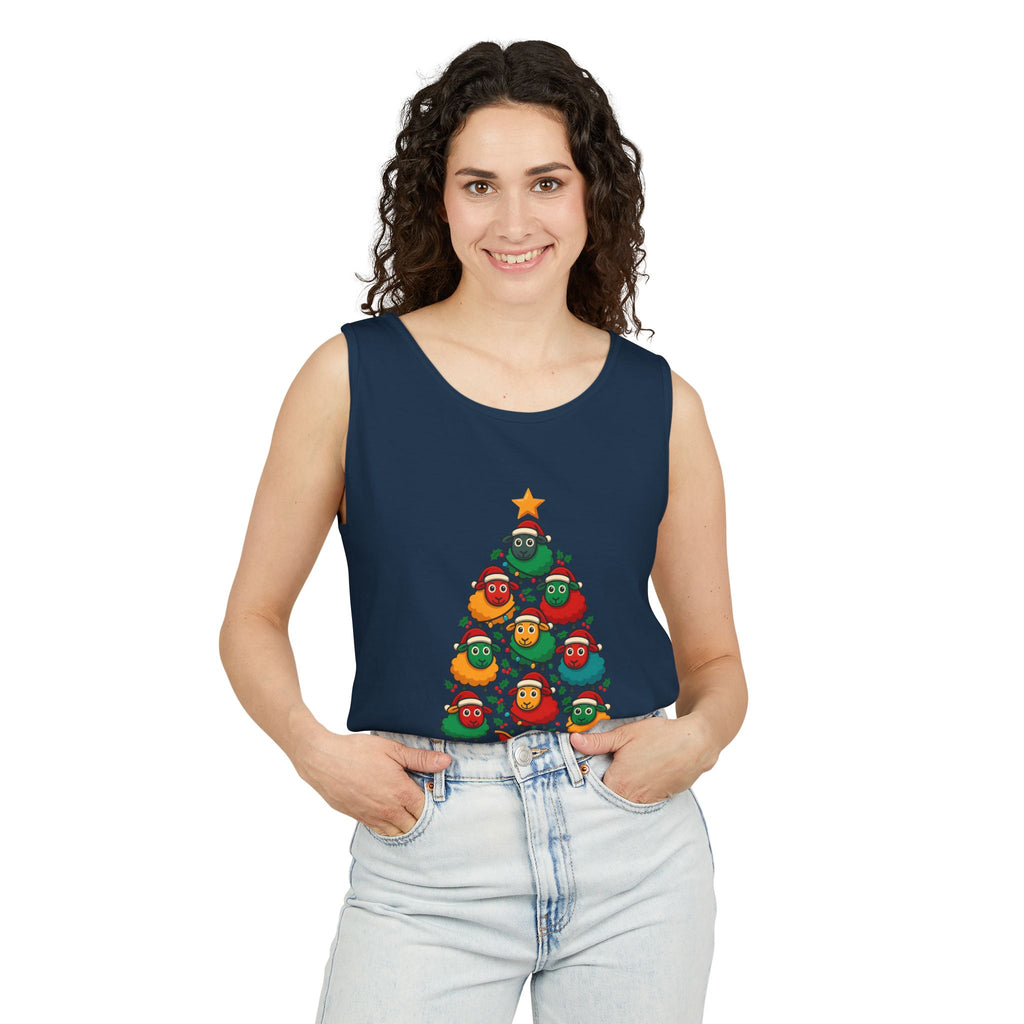 Christmas Sheep Tree Tank Top – Cute Holiday Chick Ornament Design