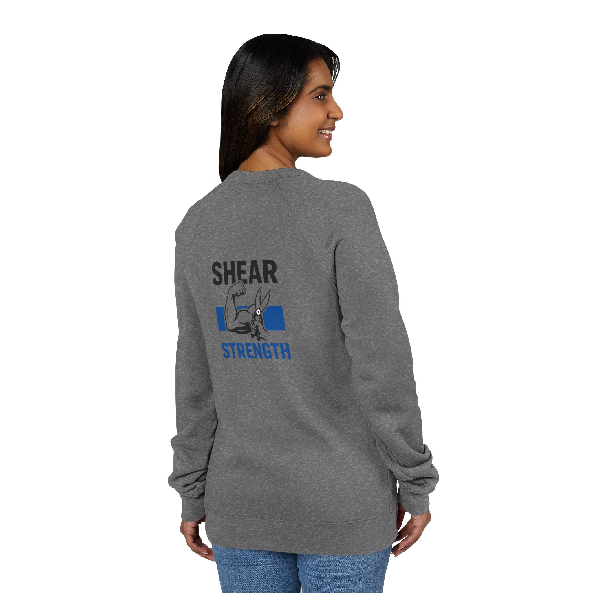 Strength Raglan Sweatshirt — 'Smear Strength' Blue Barbell Crewneck
