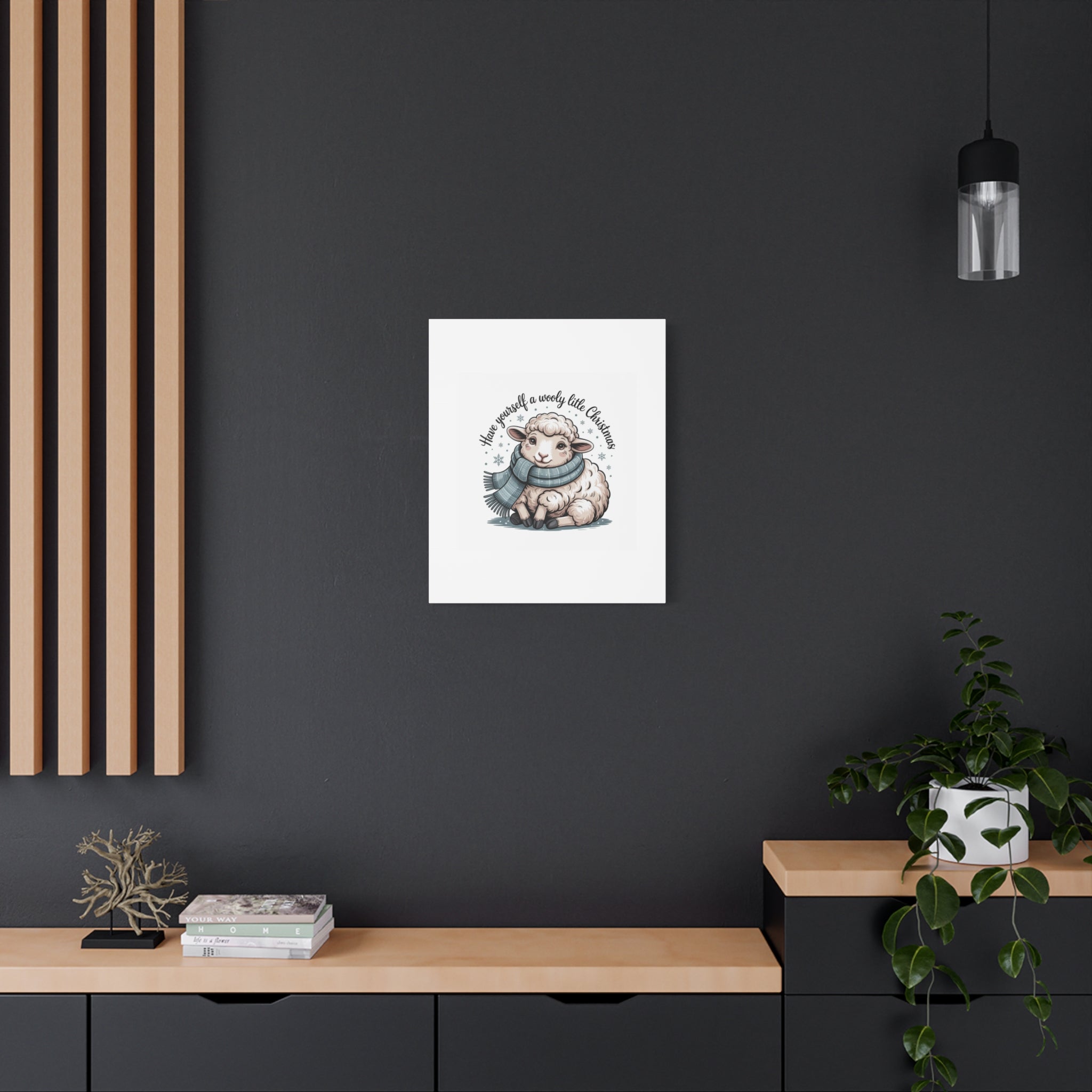 woolly little Christmas sheep Canvas | cozy animal winter print