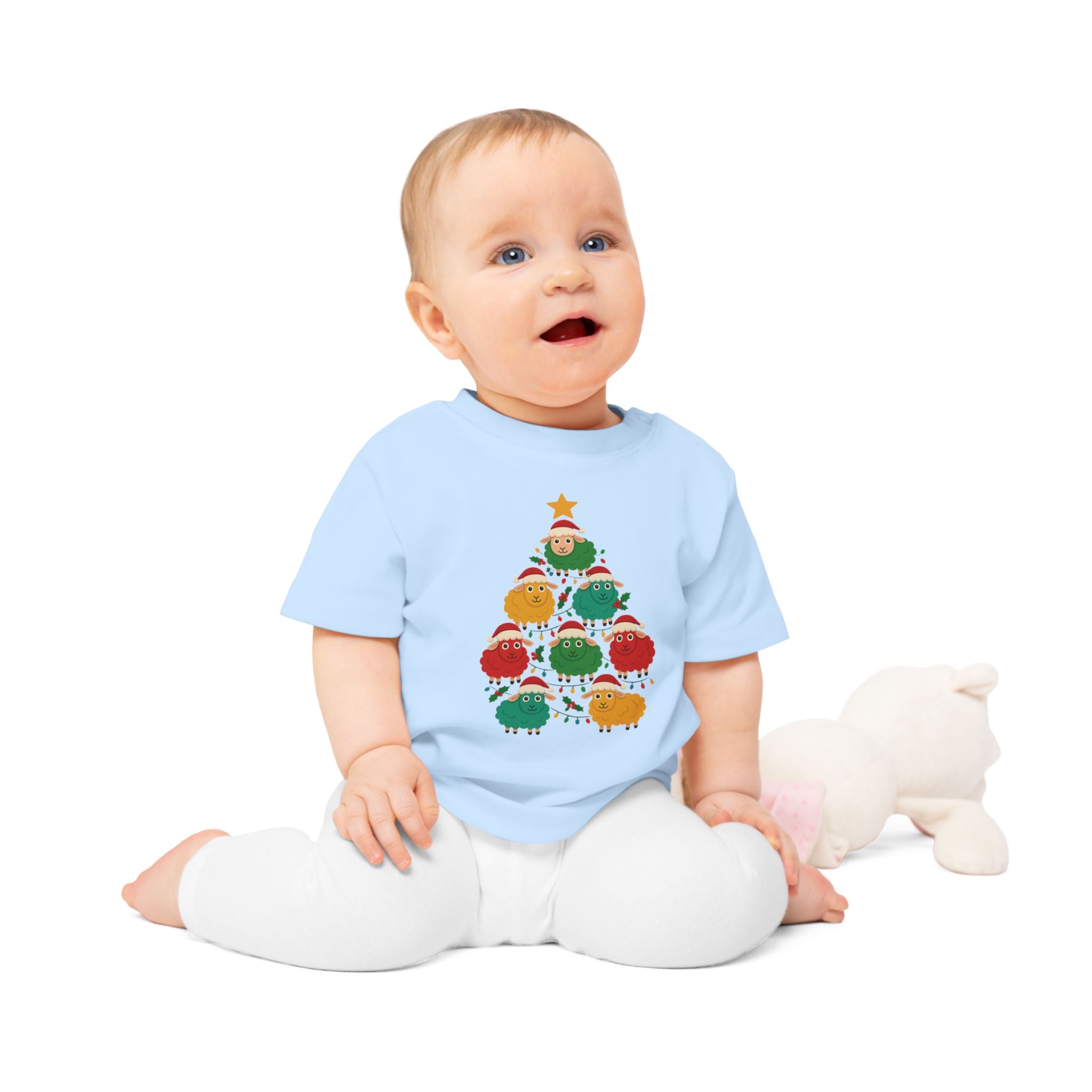 Christmas Sheep Tree Baby T-Shirt – Cute Holiday Infant Tee