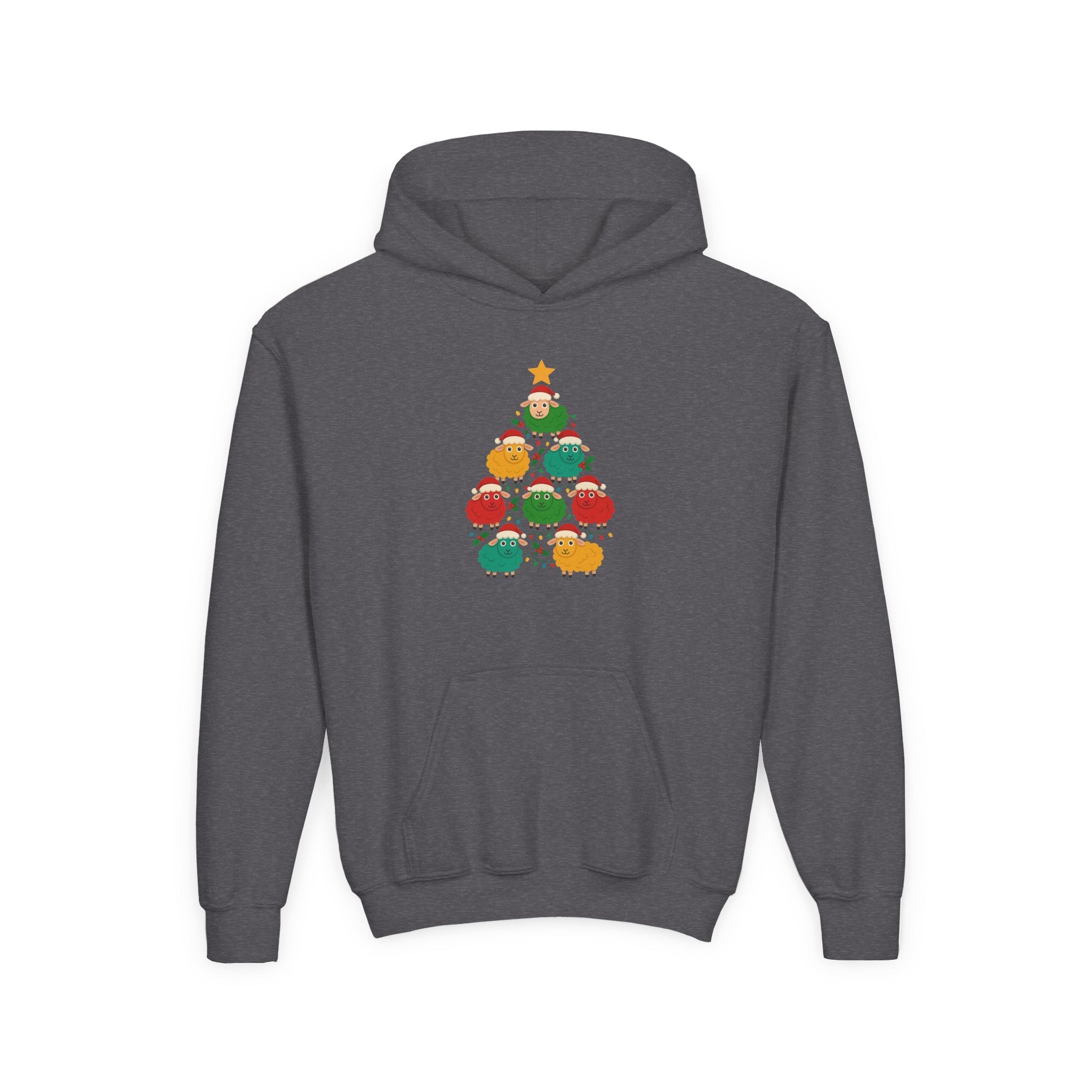 Kids Christmas Sheep Tree Hoodie — Cute Holiday Youth Sweatshirt
