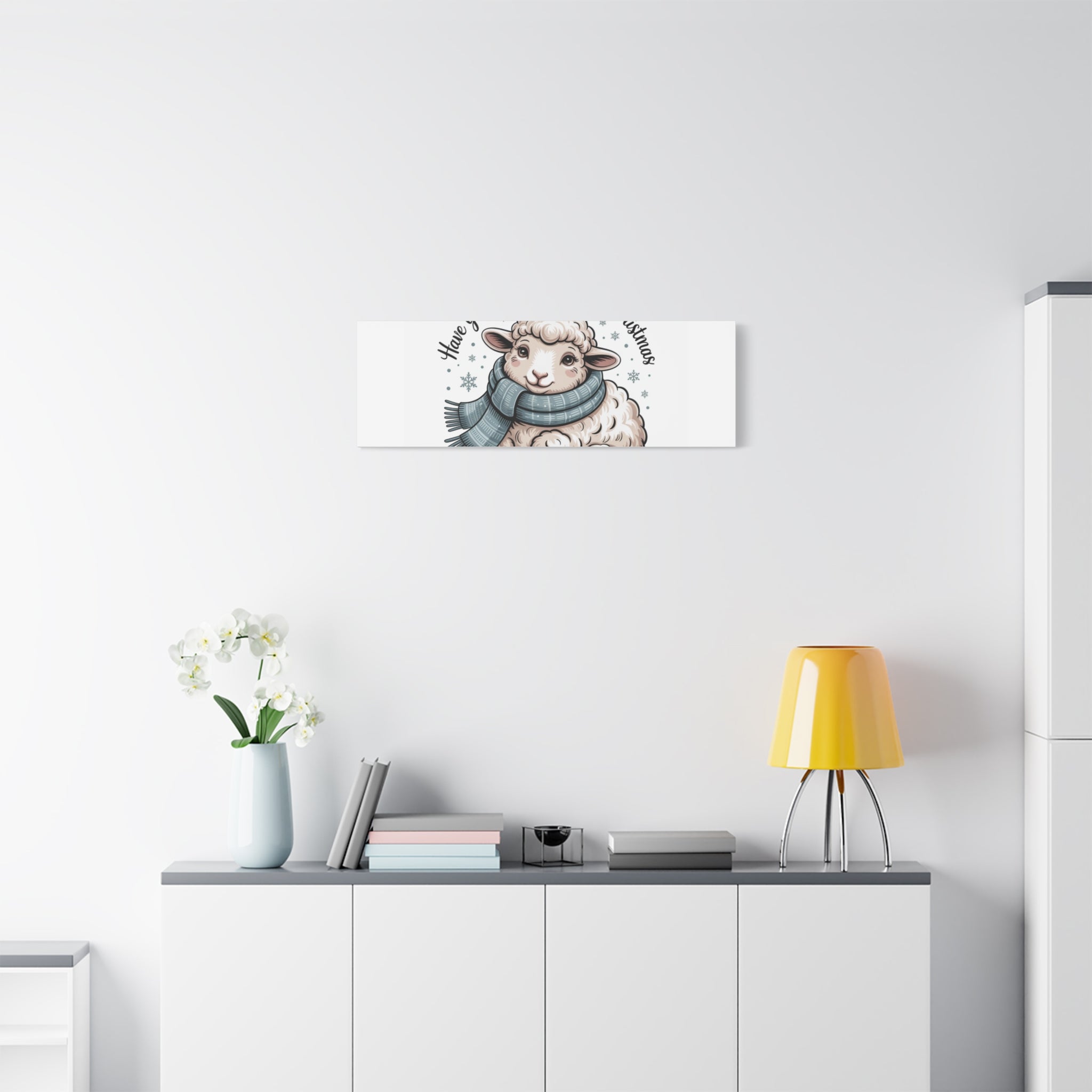 woolly little Christmas sheep Canvas | cozy animal winter print