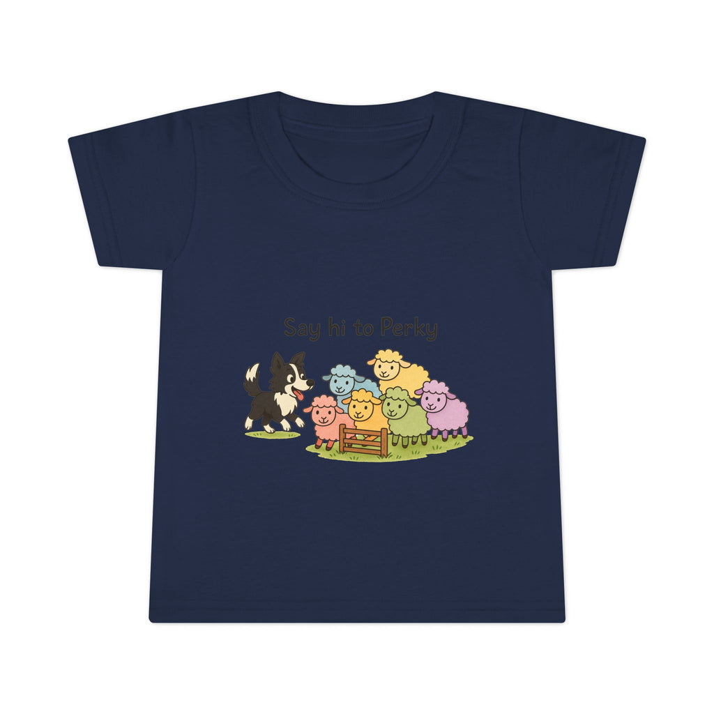 Toddler T-Shirt — "Say Hi to Perky" Cute Pastel Farm Animal Tee