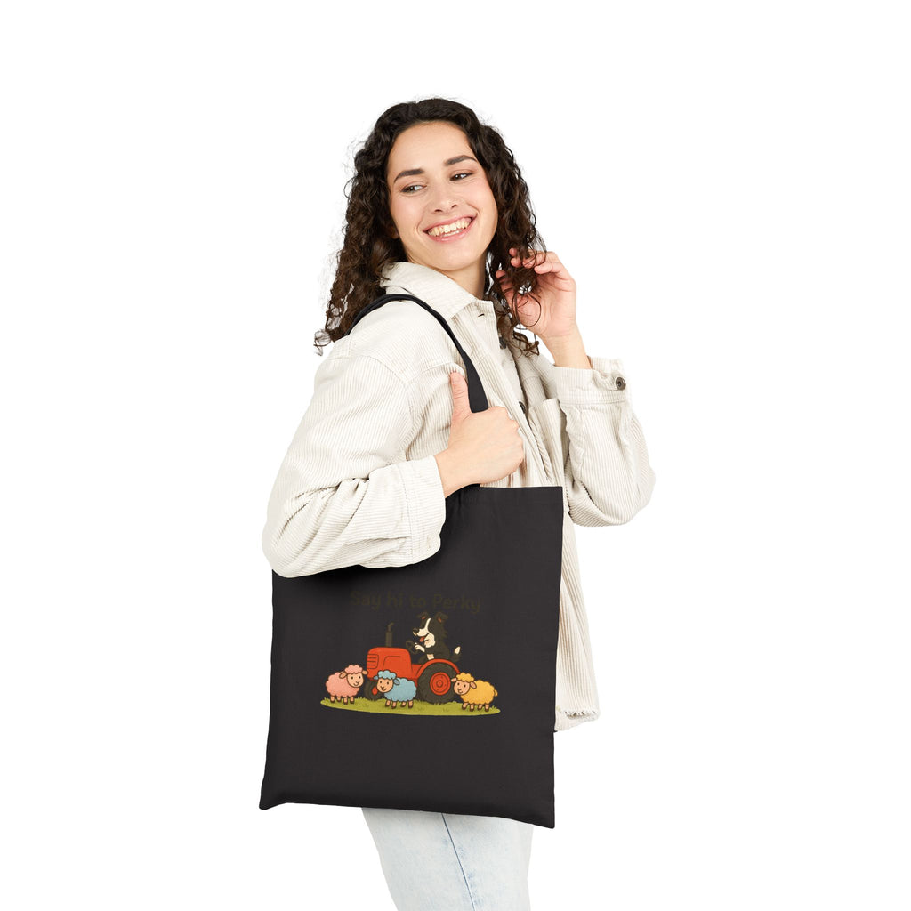 Canvas Tote Bag — 'Say Hi to Perky' Farm Animal Eco Grocery Tote