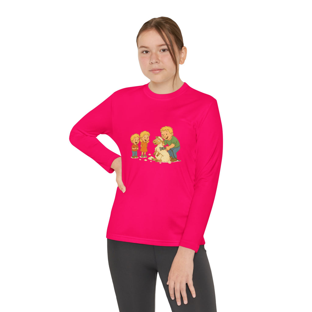 Youth Long Sleeve Tee – Kids & Dad Dog Rescue Illustration