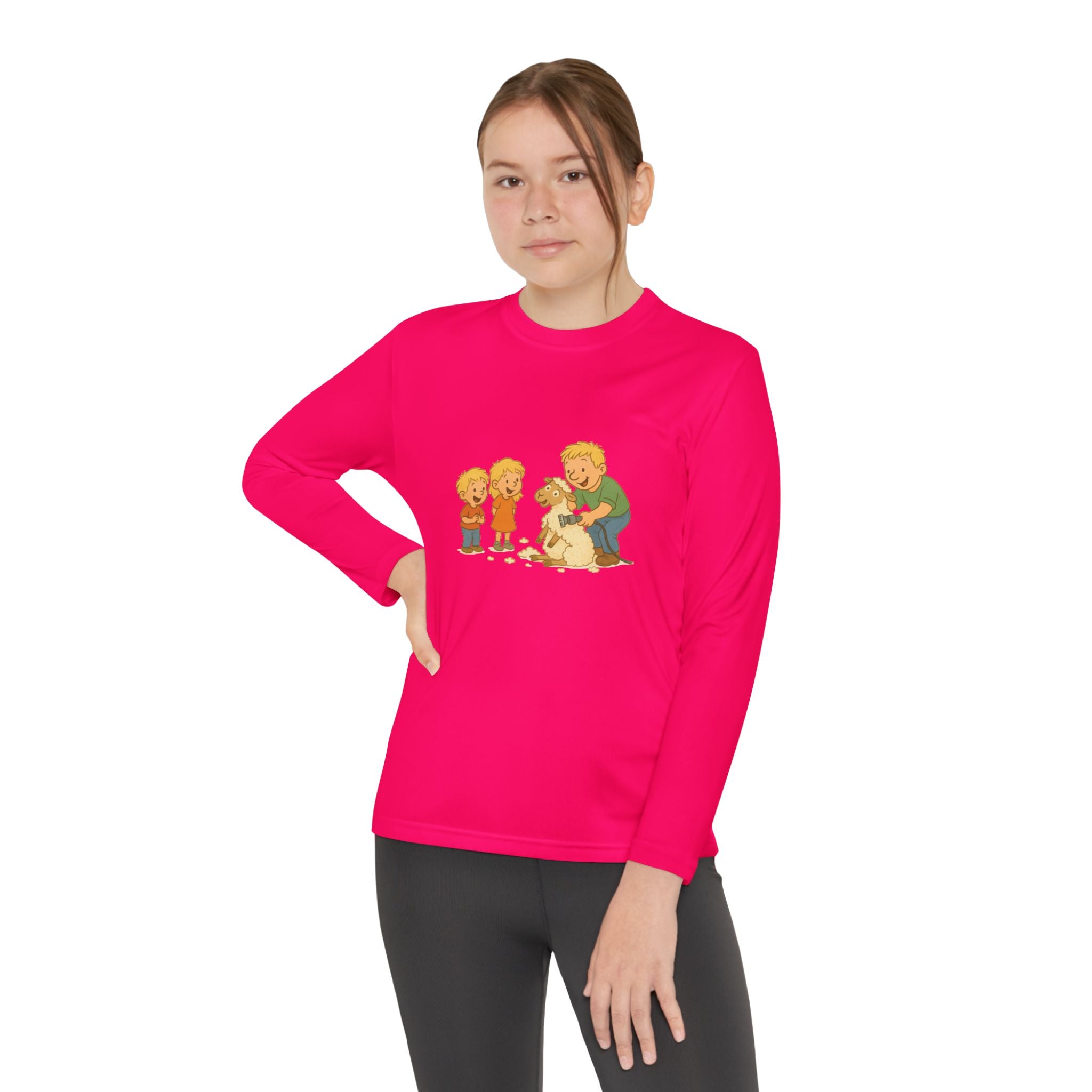 Youth Long Sleeve Tee – Kids & Dad Dog Rescue Illustration