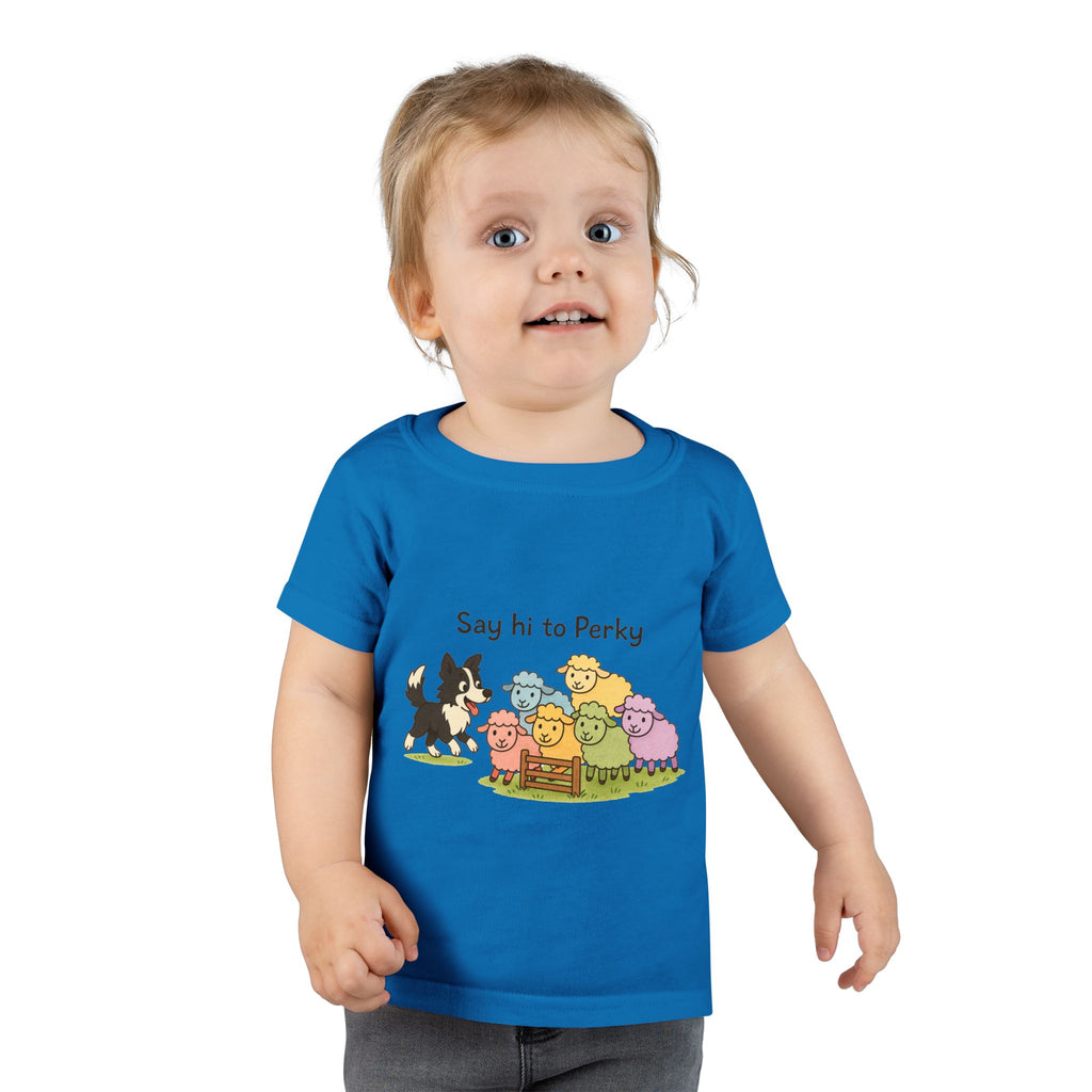 Toddler T-Shirt — "Say Hi to Perky" Cute Pastel Farm Animal Tee