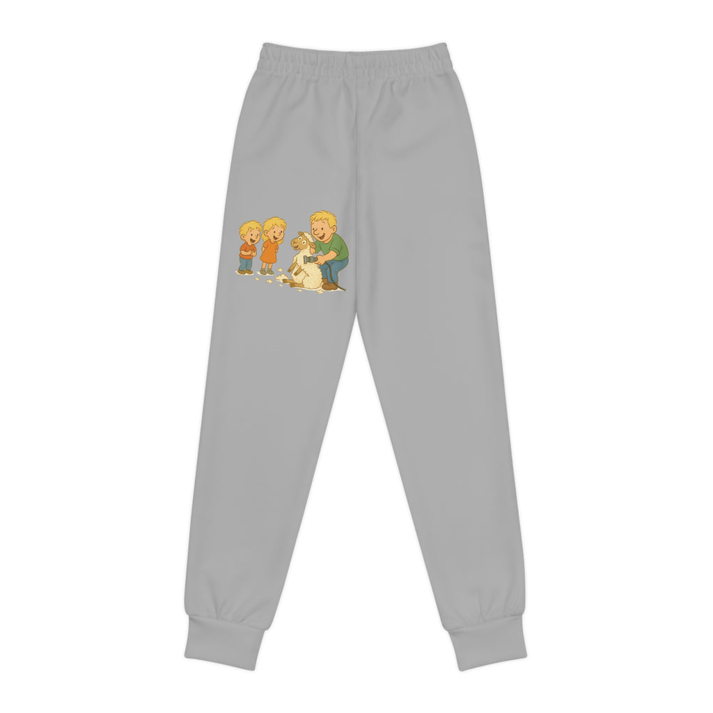 Youth Joggers — Retro Kids Playing with Puppy AOP Sweatpants