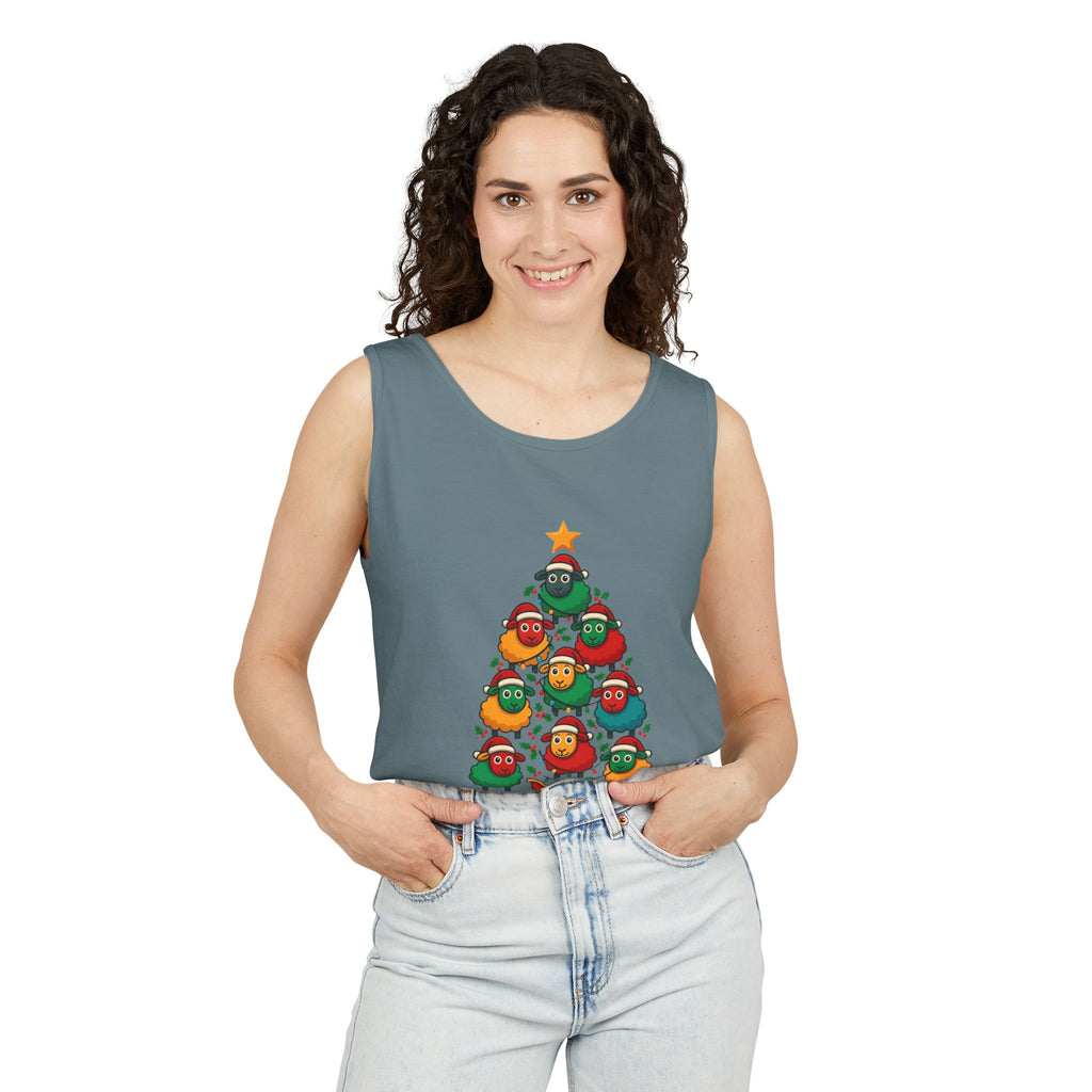 Christmas Sheep Tree Tank Top – Cute Holiday Chick Ornament Design