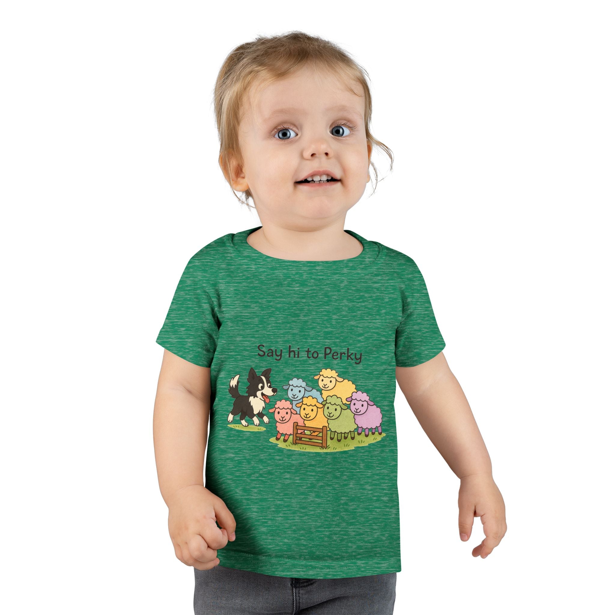 Toddler T-Shirt — "Say Hi to Perky" Cute Pastel Farm Animal Tee