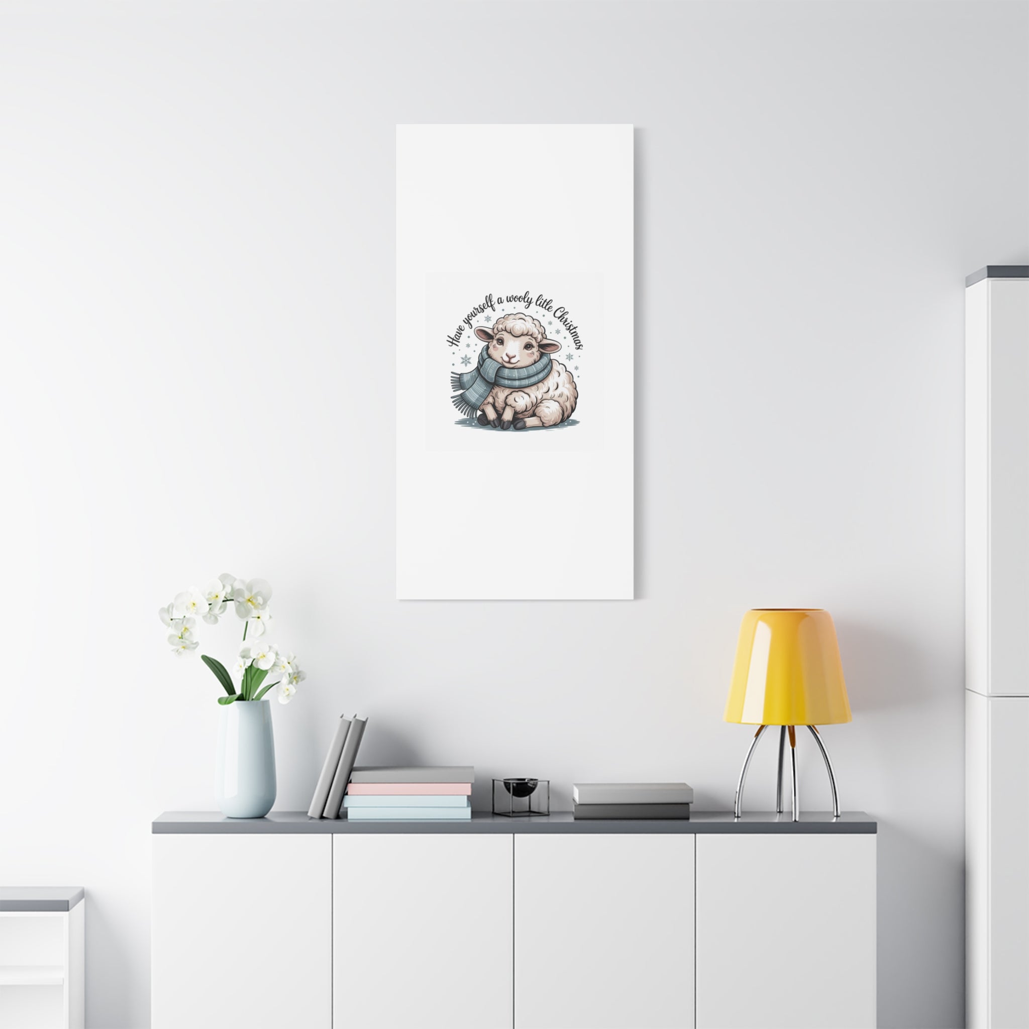woolly little Christmas sheep Canvas | cozy animal winter print