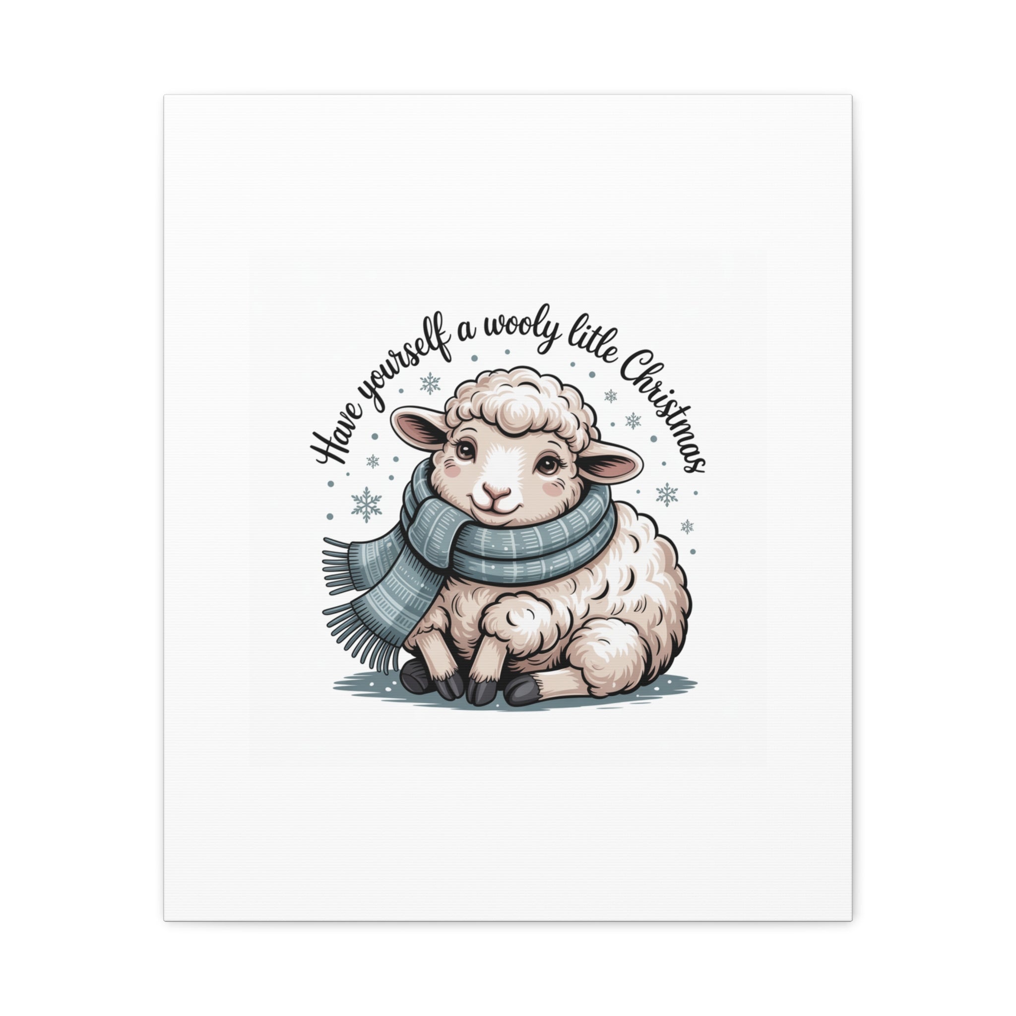 woolly little Christmas sheep Canvas | cozy animal winter print
