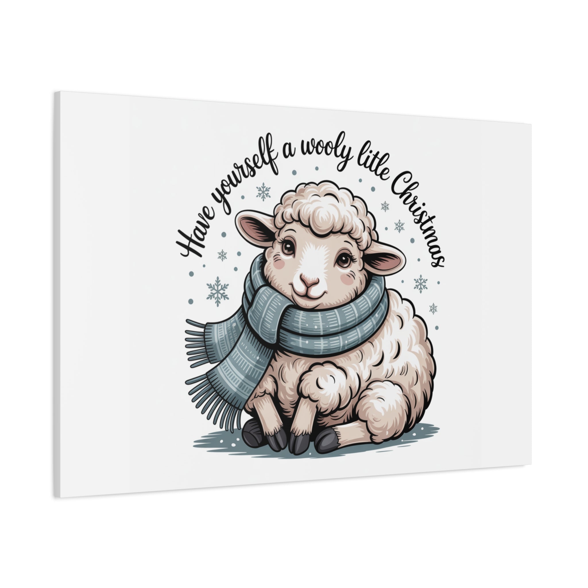woolly little Christmas sheep Canvas | cozy animal winter print