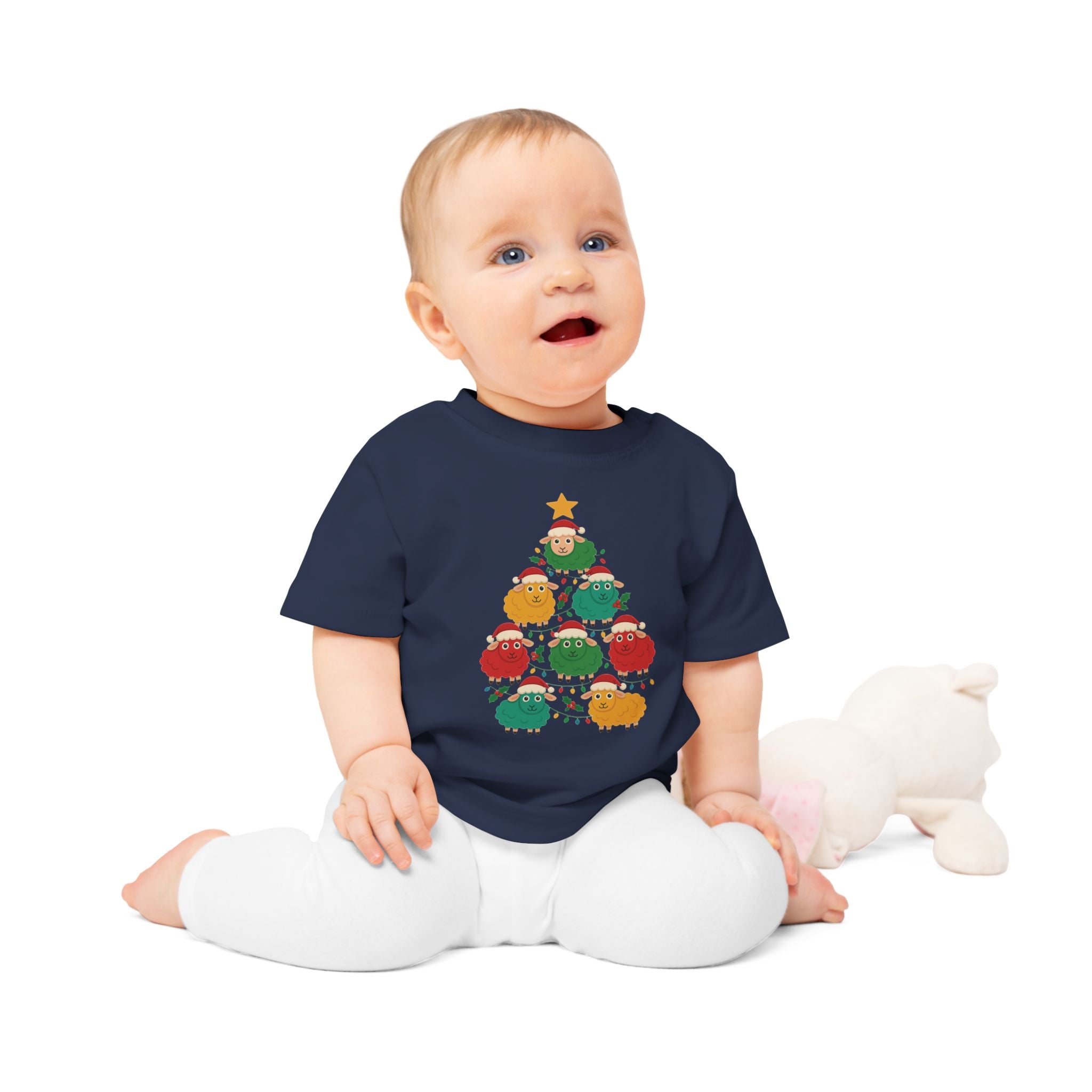 Christmas Sheep Tree Baby T-Shirt – Cute Holiday Infant Tee