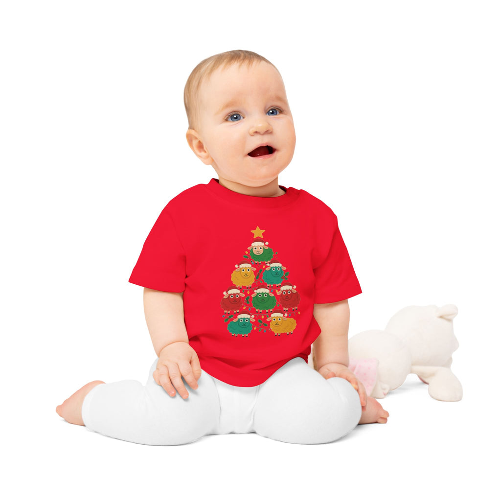 Christmas Sheep Tree Baby T-Shirt – Cute Holiday Infant Tee